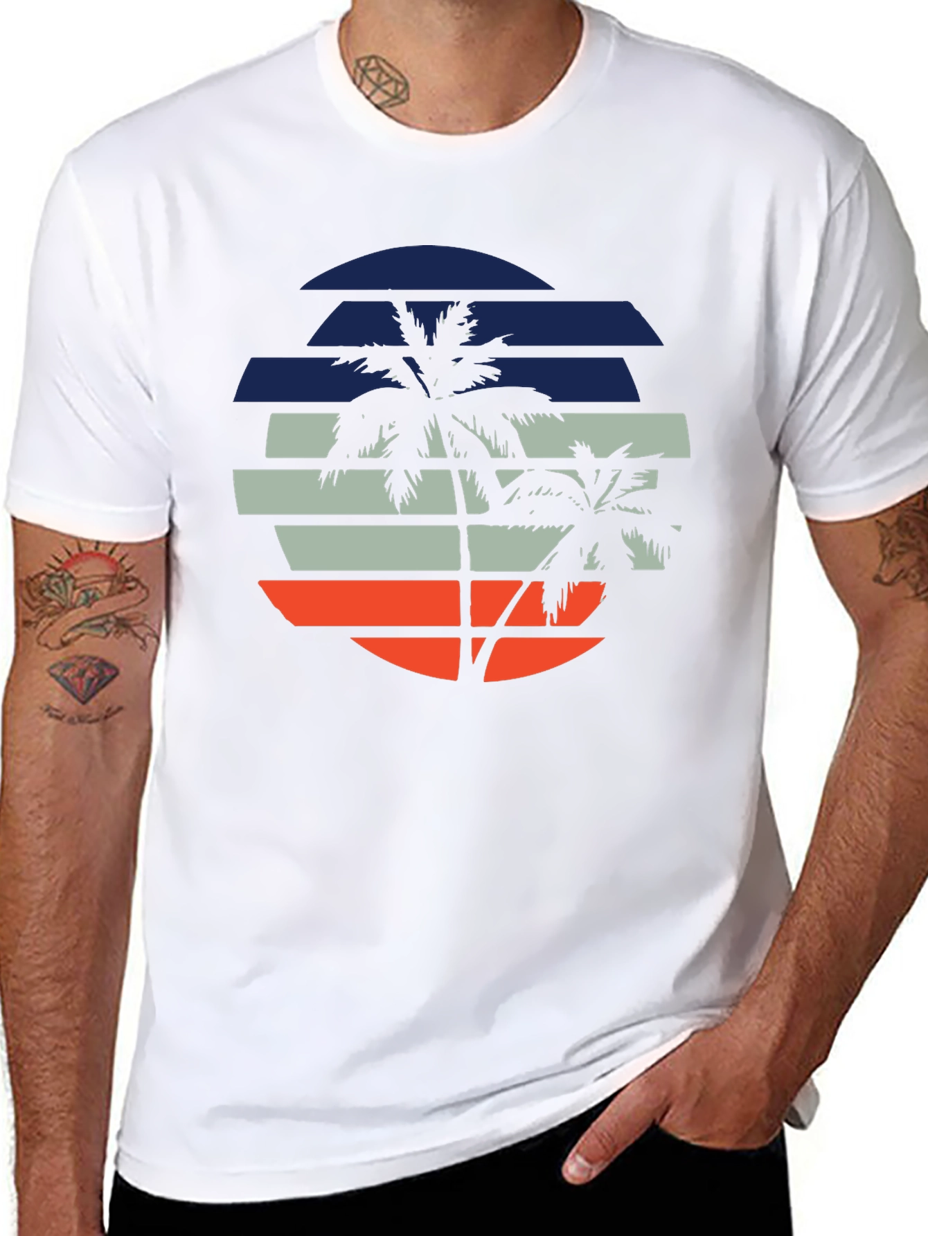 Retro Palm Tree Sunset Graphic T-Shirt