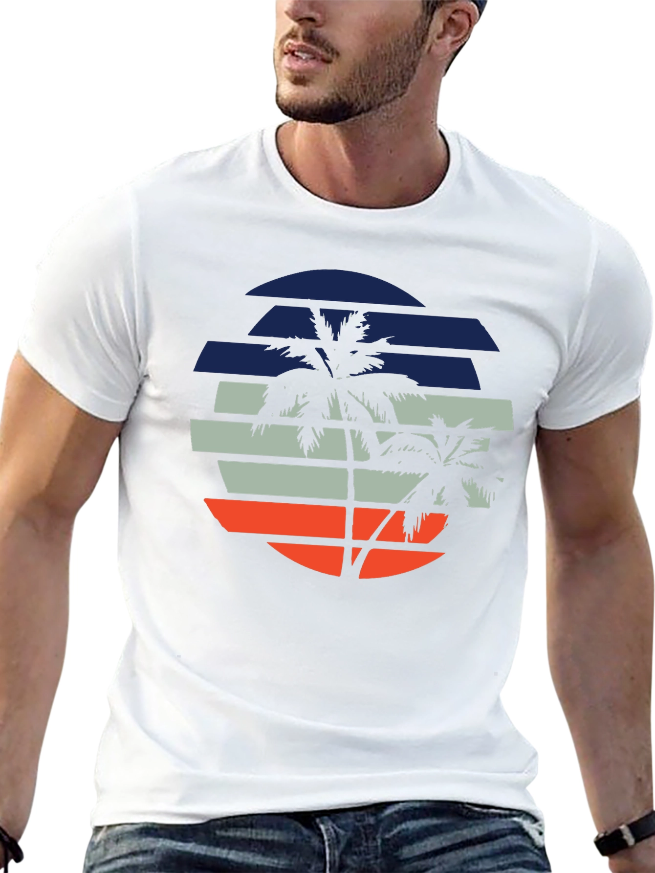 Retro Palm Tree Sunset Graphic T-Shirt