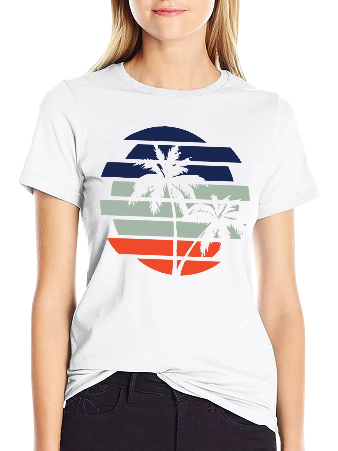 Retro Palm Tree Sunset Graphic T-Shirt