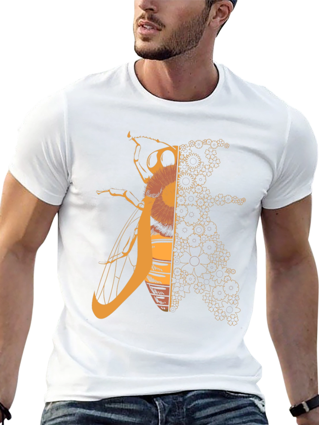 Geometric Bee Graphic Tee - Black