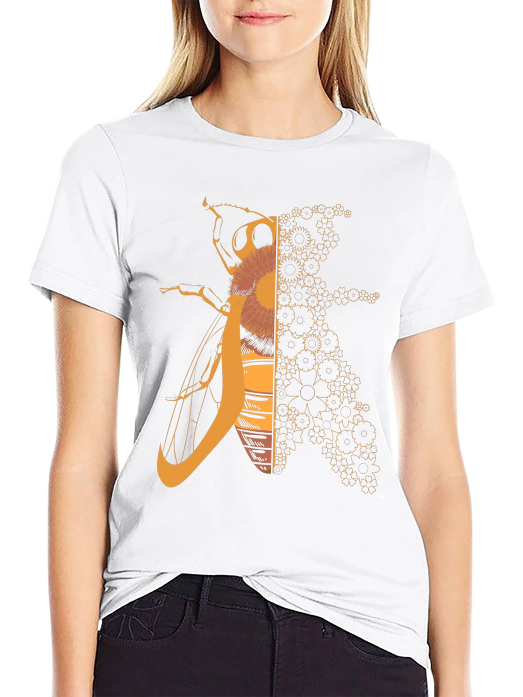 Geometric Bee Graphic Tee - Black