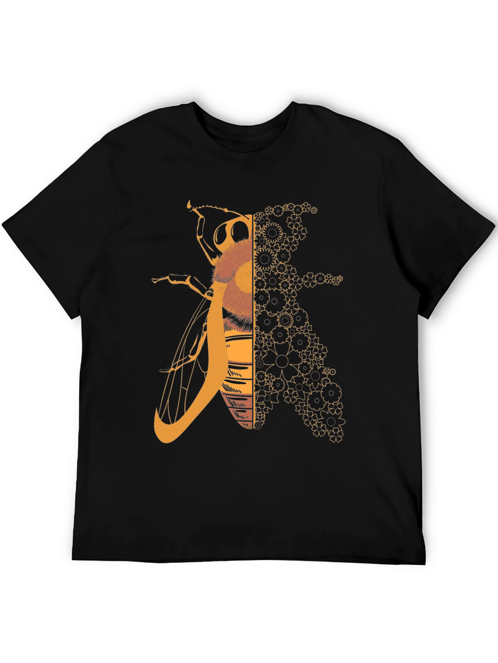 Geometric Bee Graphic Tee - Black