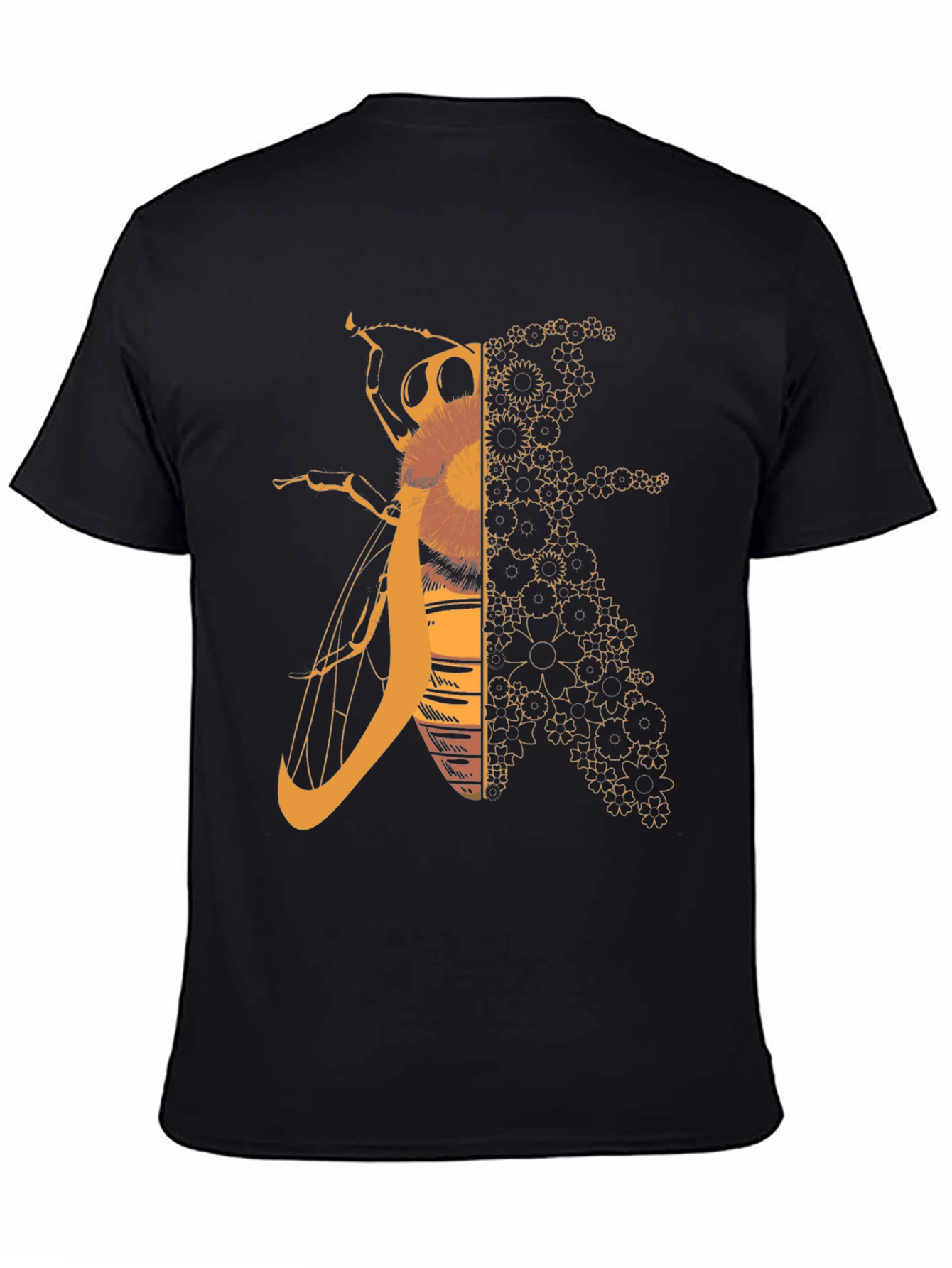 Geometric Bee Graphic Tee - Black