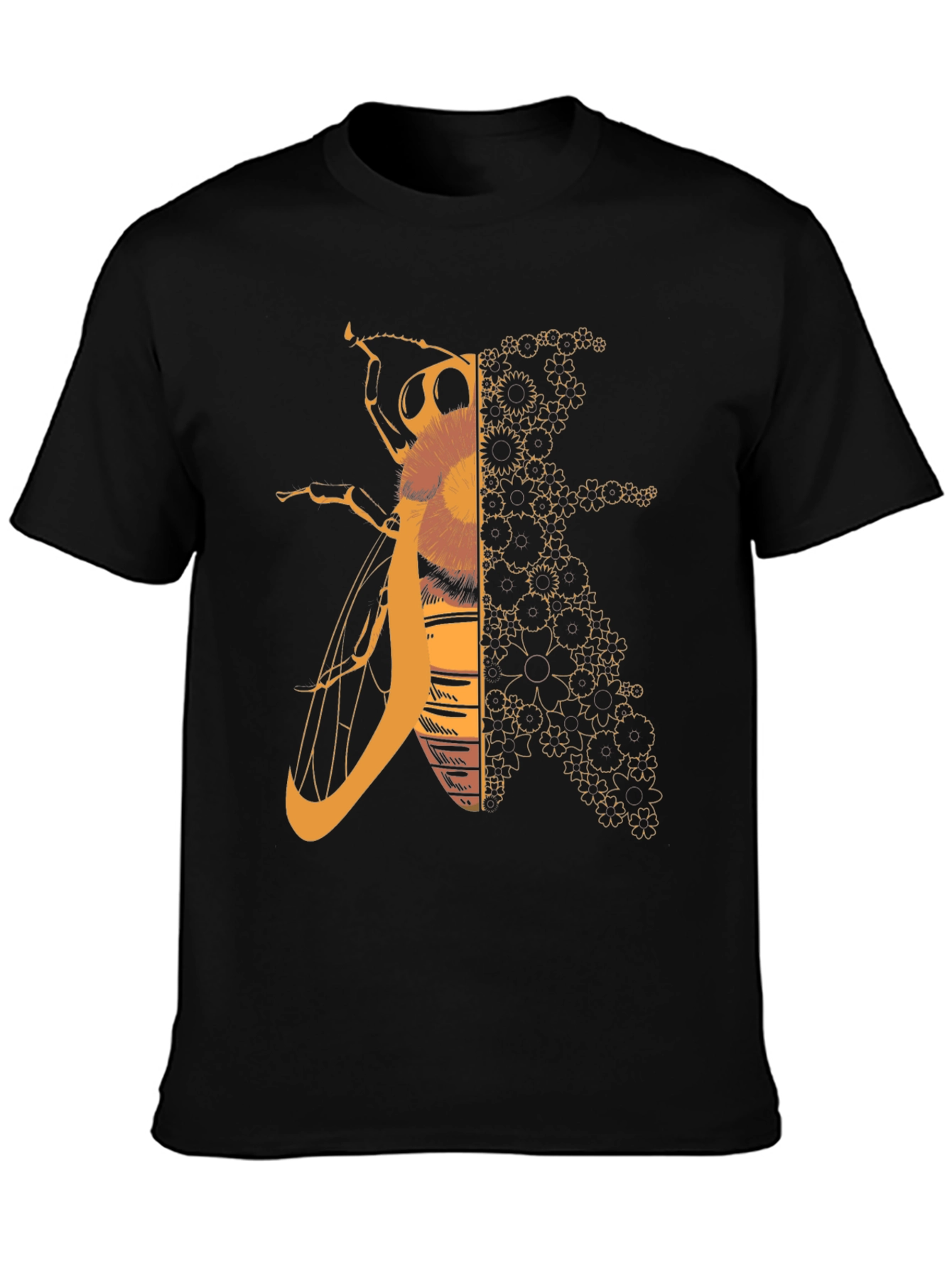 Geometric Bee Graphic Tee - Black