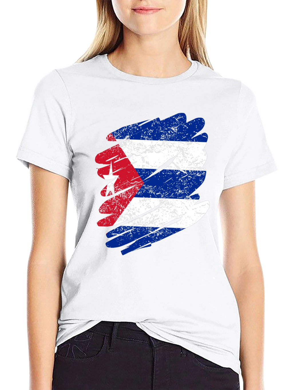 Distressed Cuba Flag Graphic T-Shirt