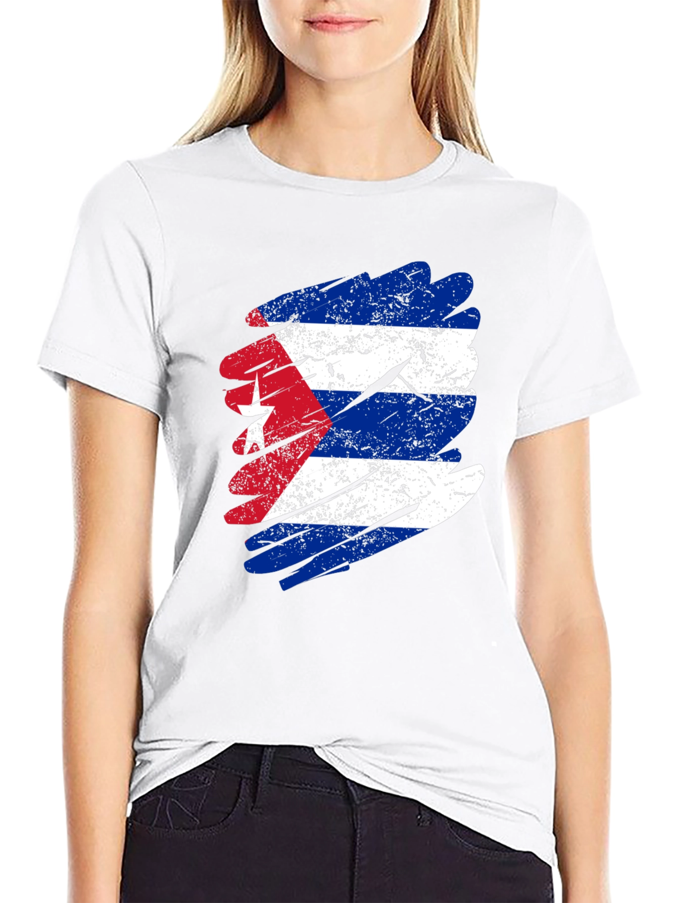Distressed Cuba Flag Graphic T-Shirt