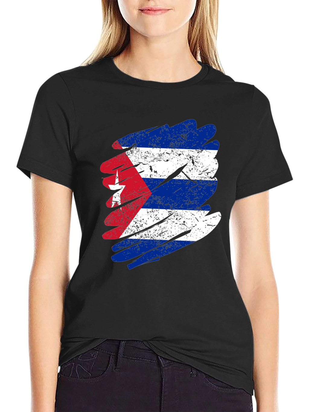 Distressed Cuba Flag Graphic T-Shirt