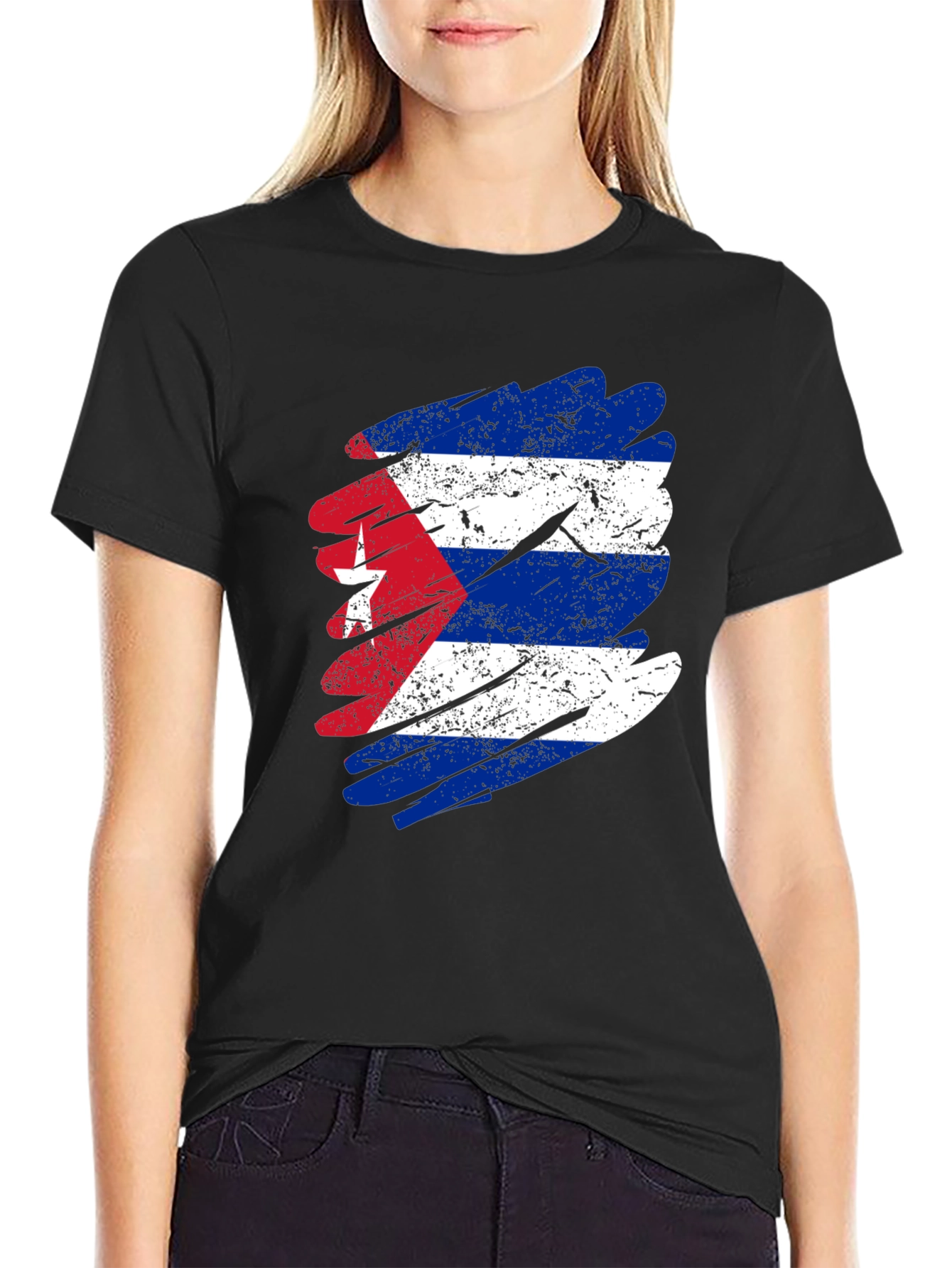 Distressed Cuba Flag Graphic T-Shirt