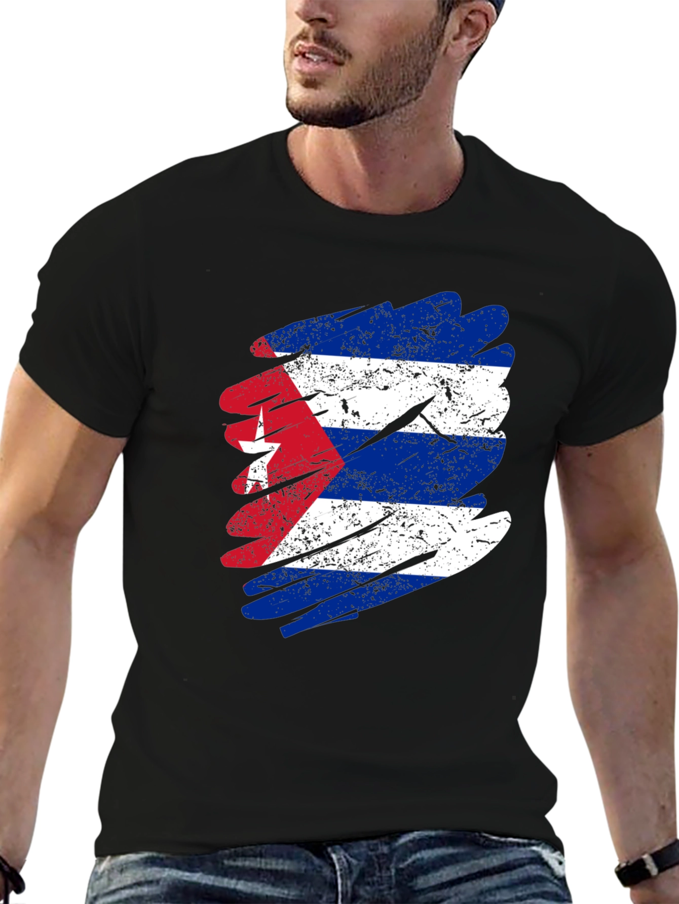 Distressed Cuba Flag Graphic T-Shirt