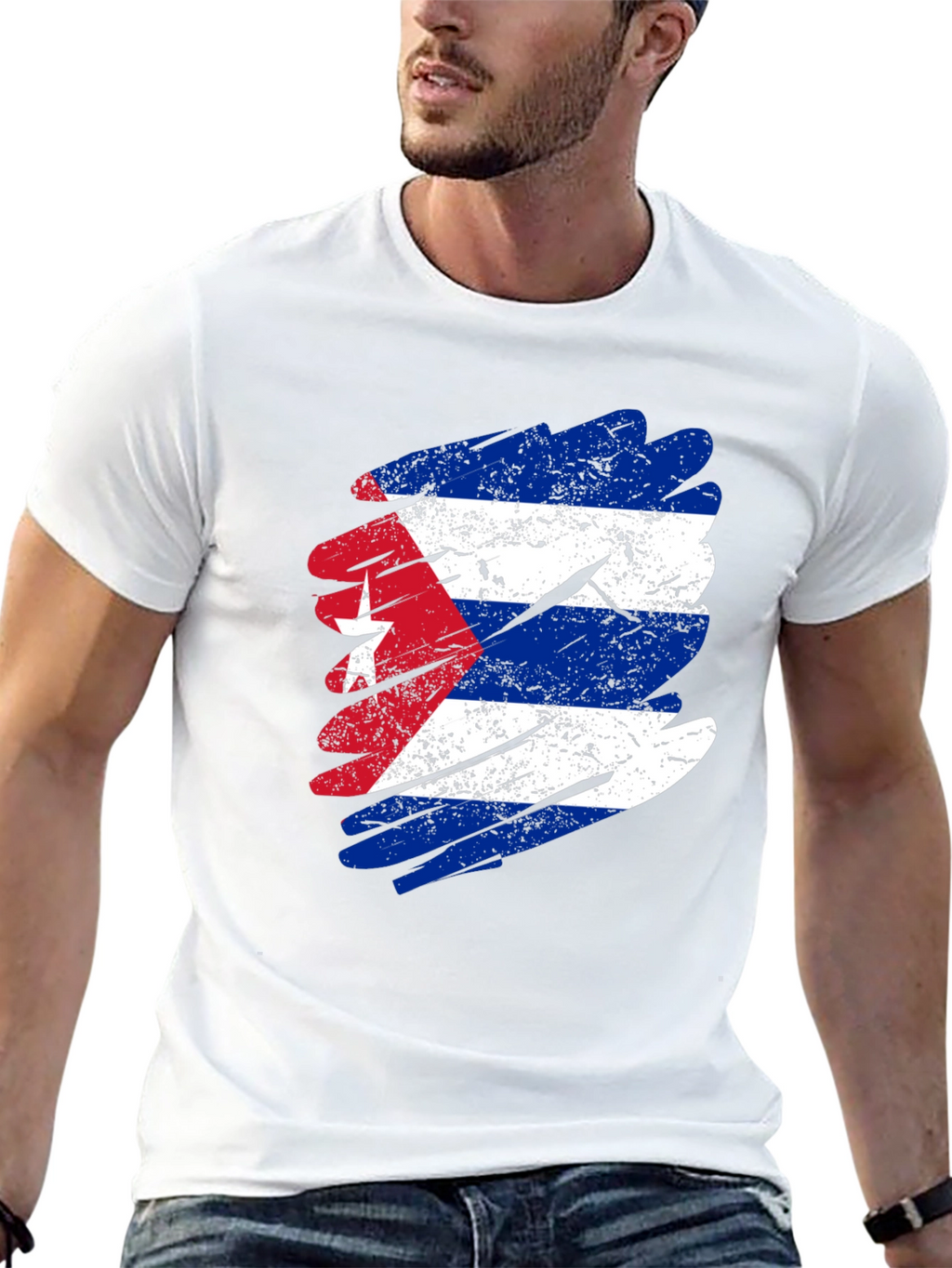 Distressed Cuba Flag Graphic T-Shirt
