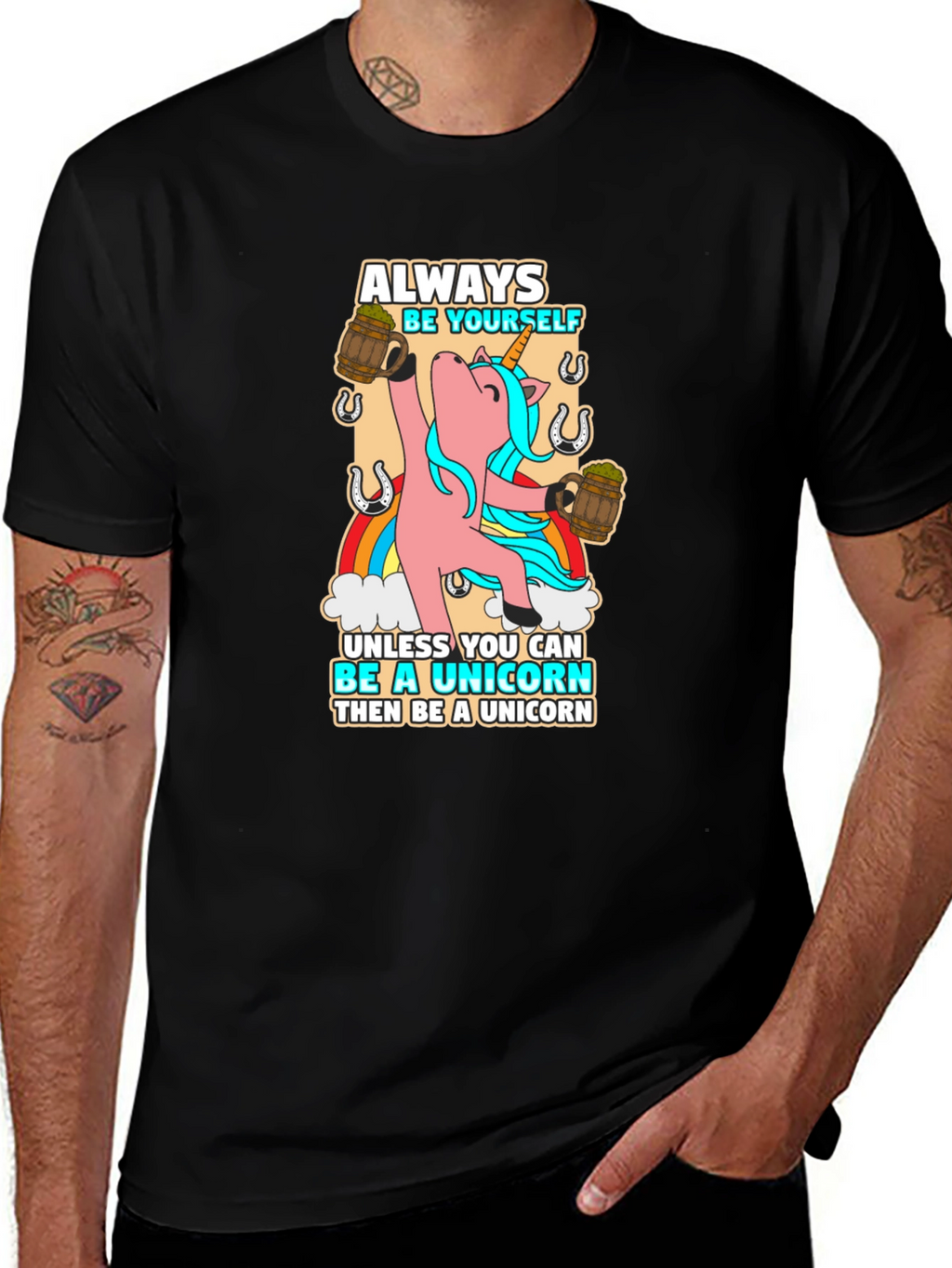 Always Be Yourself Unicorn Black T-Shirt