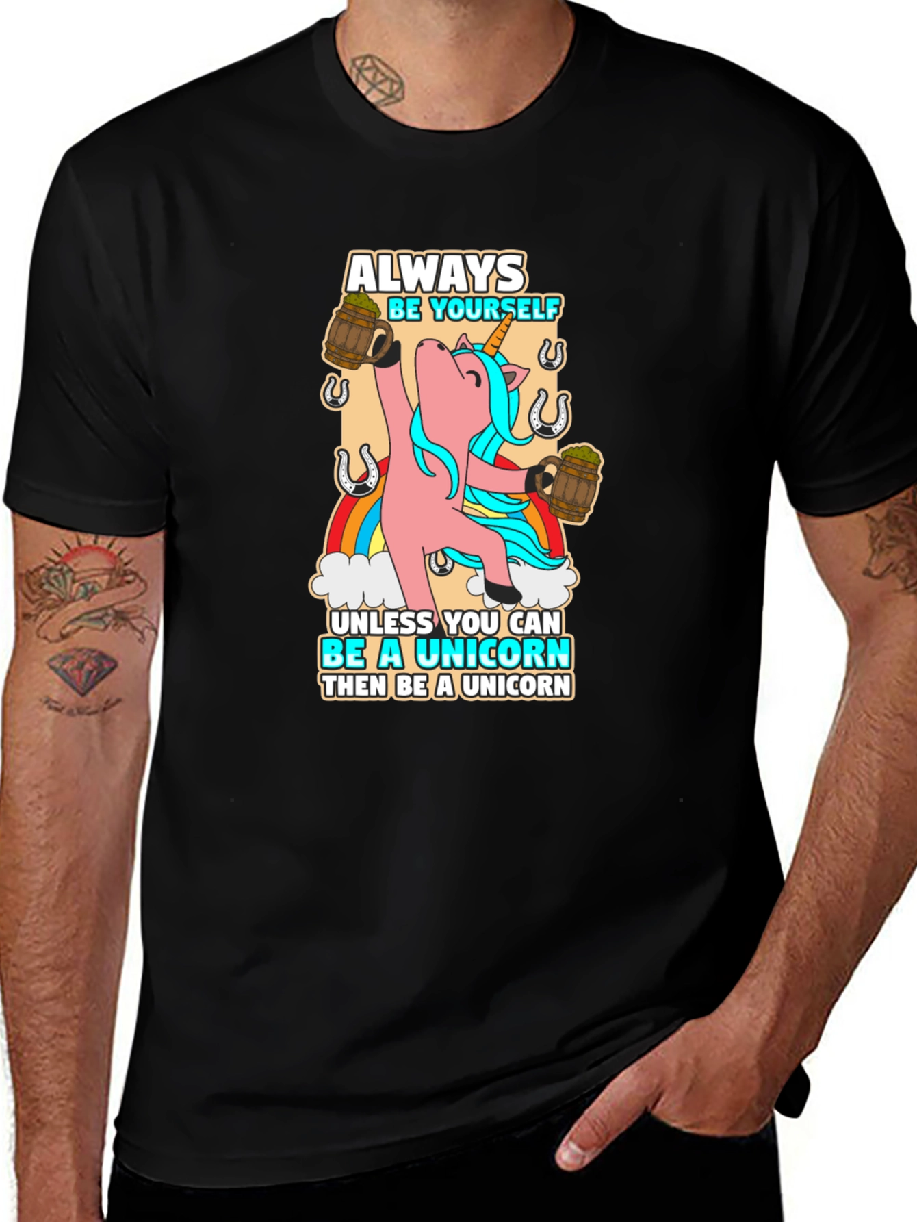 Always Be Yourself Unicorn Black T-Shirt