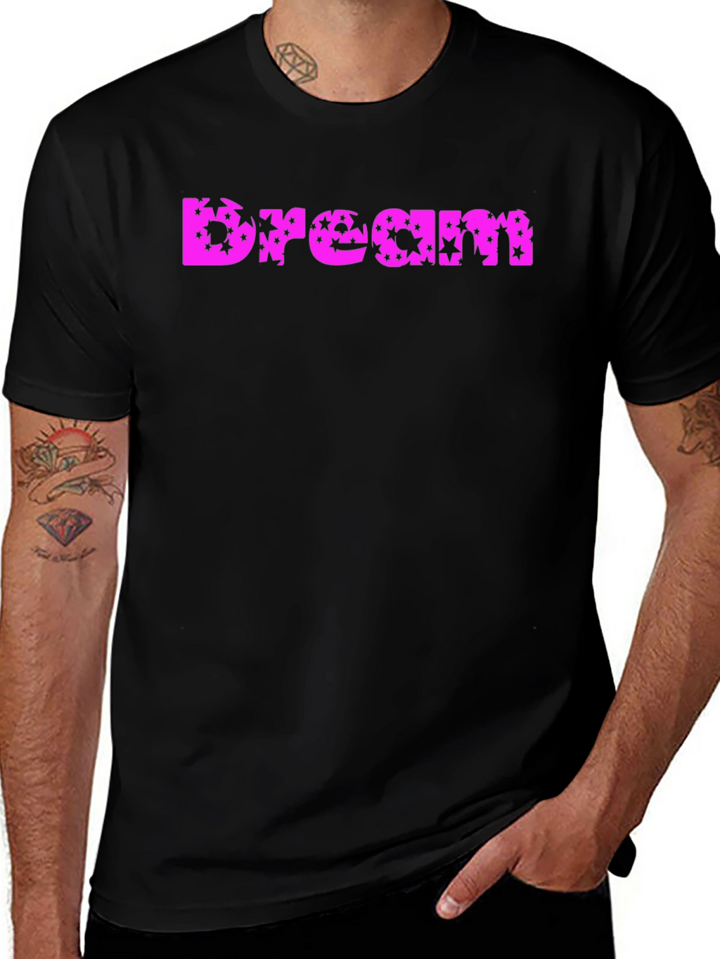 Dream Star Print T-Shirt - Black