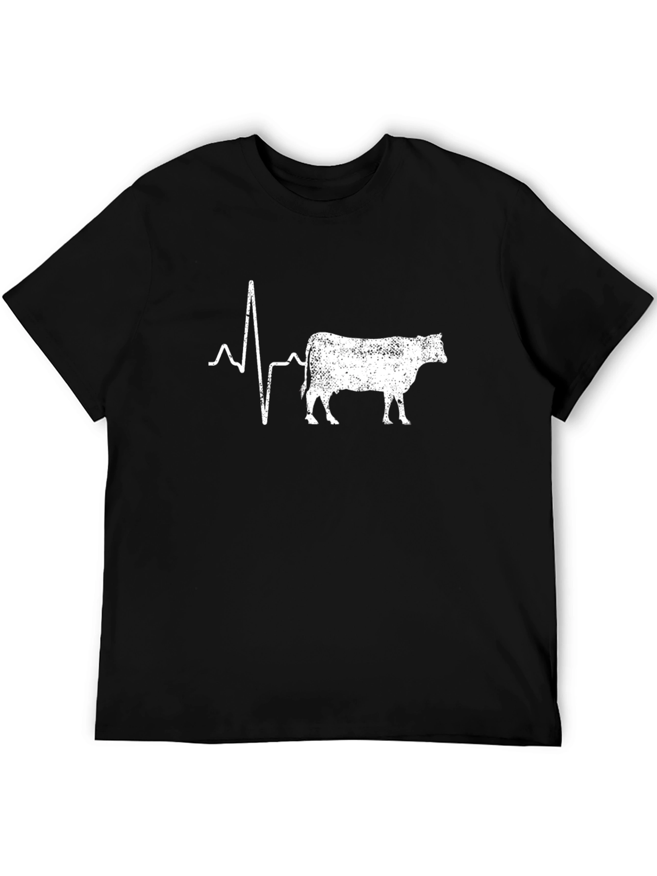 Cow Heartbeat T-Shirt - Black Cotton Graphic Tee