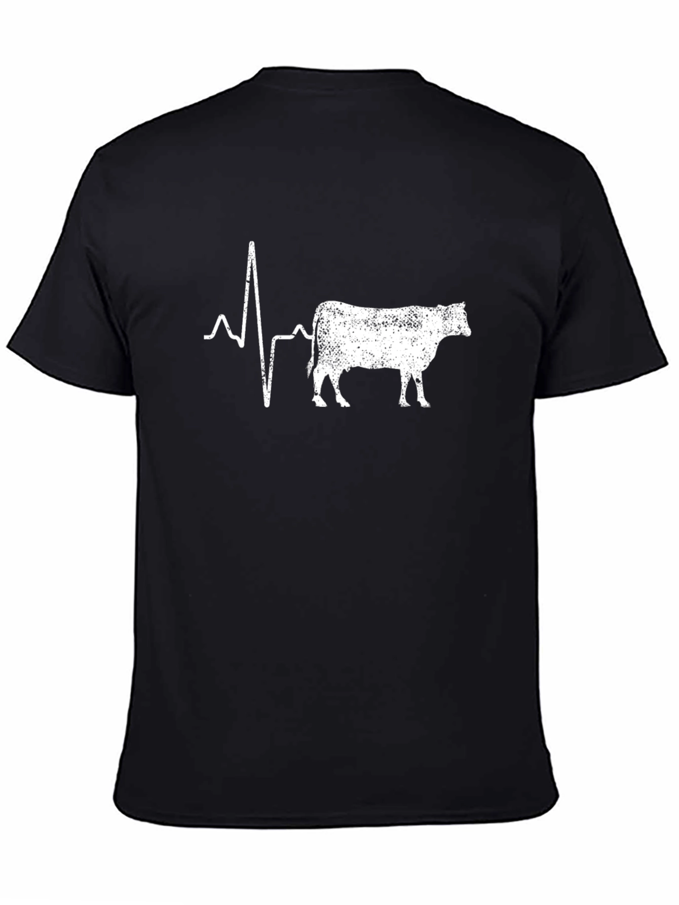 Cow Heartbeat T-Shirt - Black Cotton Graphic Tee