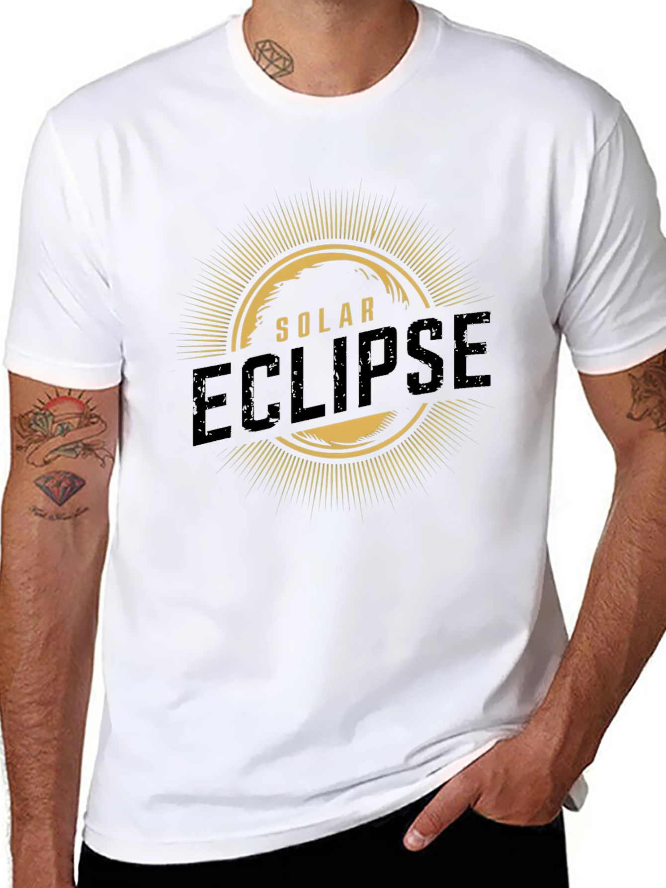 Solar Eclipse Graphic Print Mens Black T-Shirt