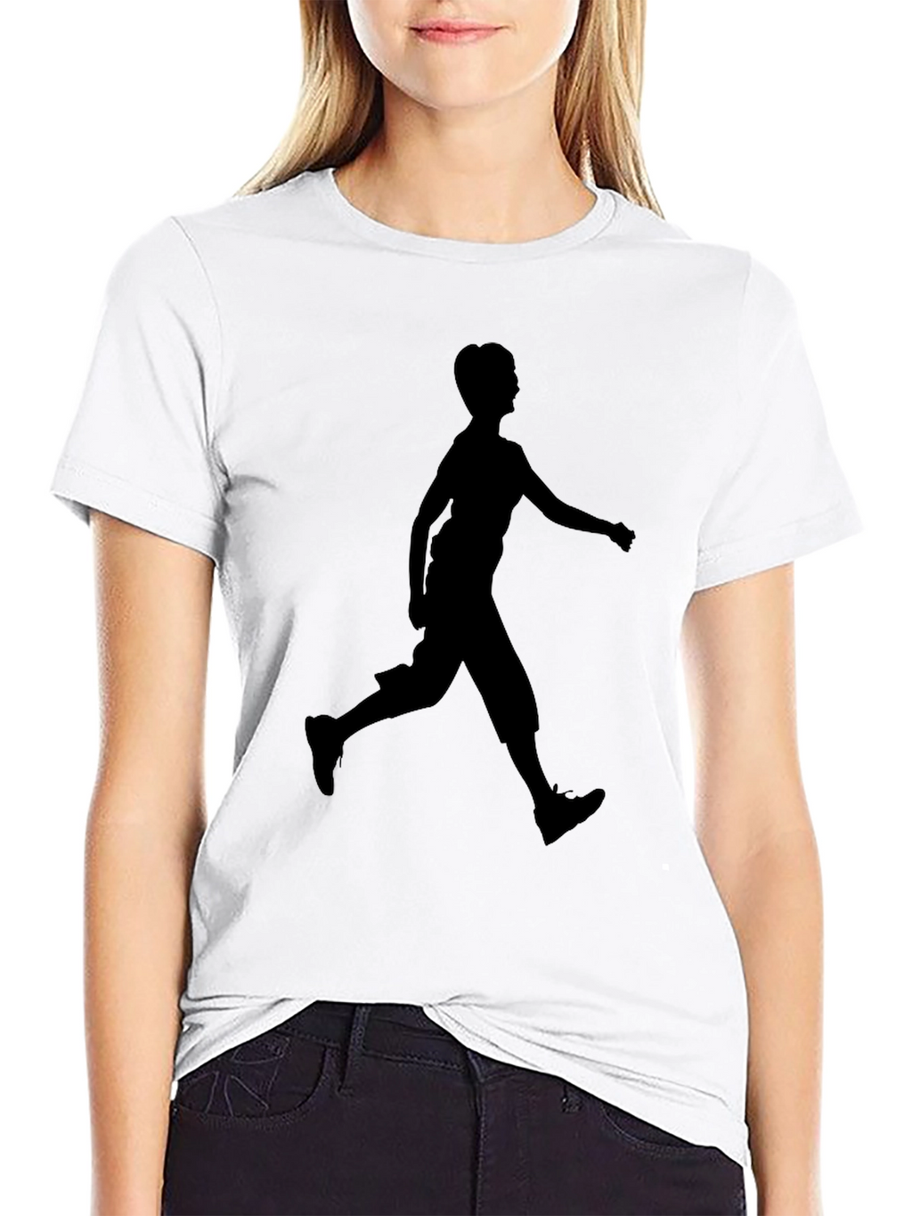 Black T-Shirt with Running Silhouette Design