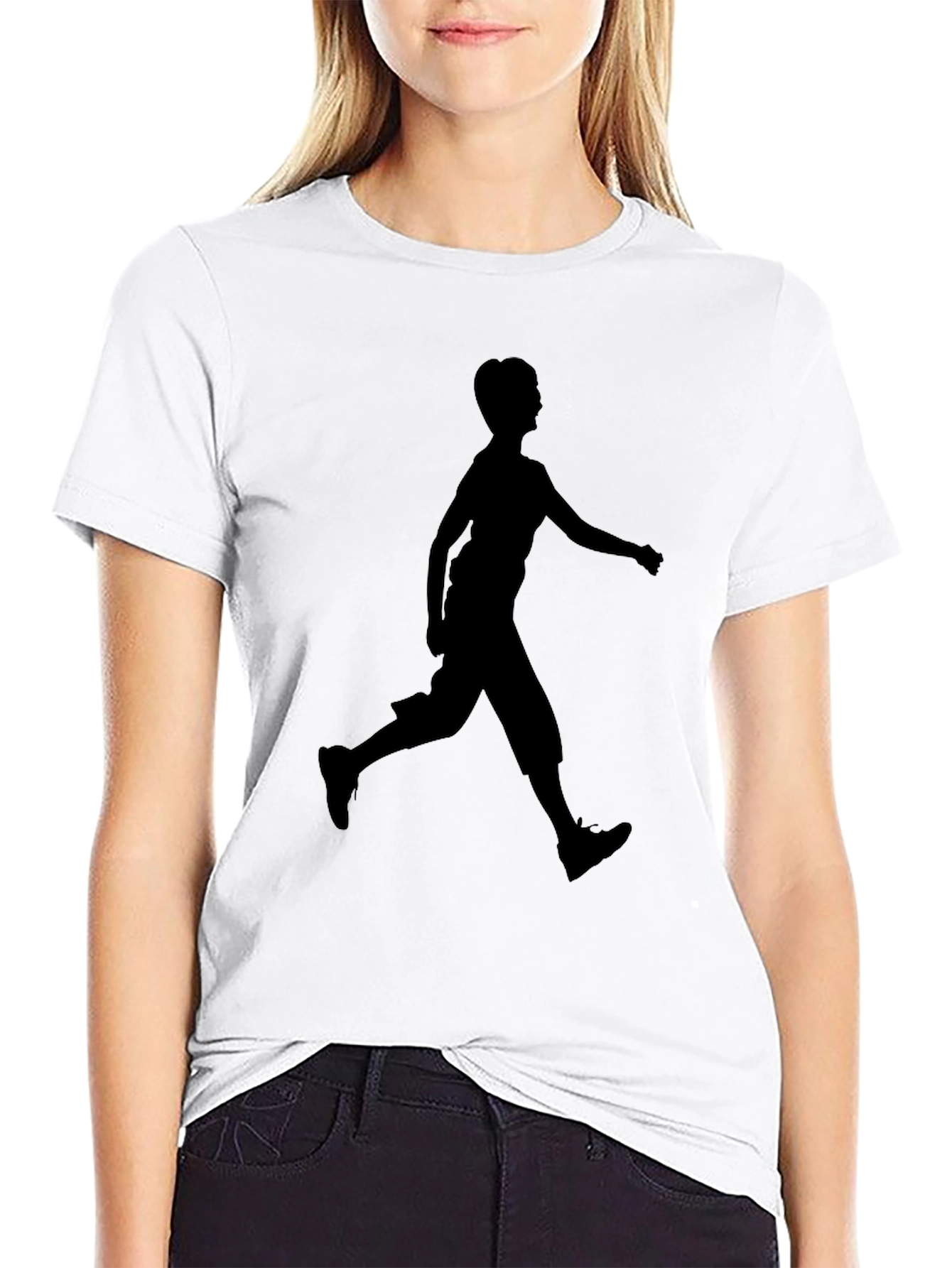 Black T-Shirt with Running Silhouette Design