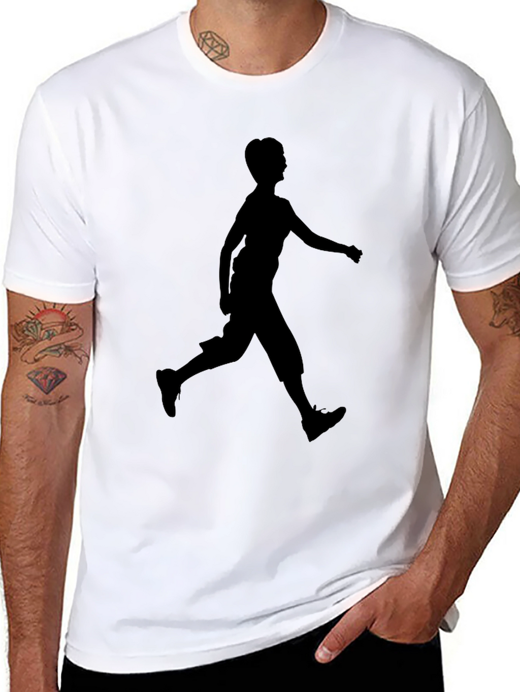 Black T-Shirt with Running Silhouette Design