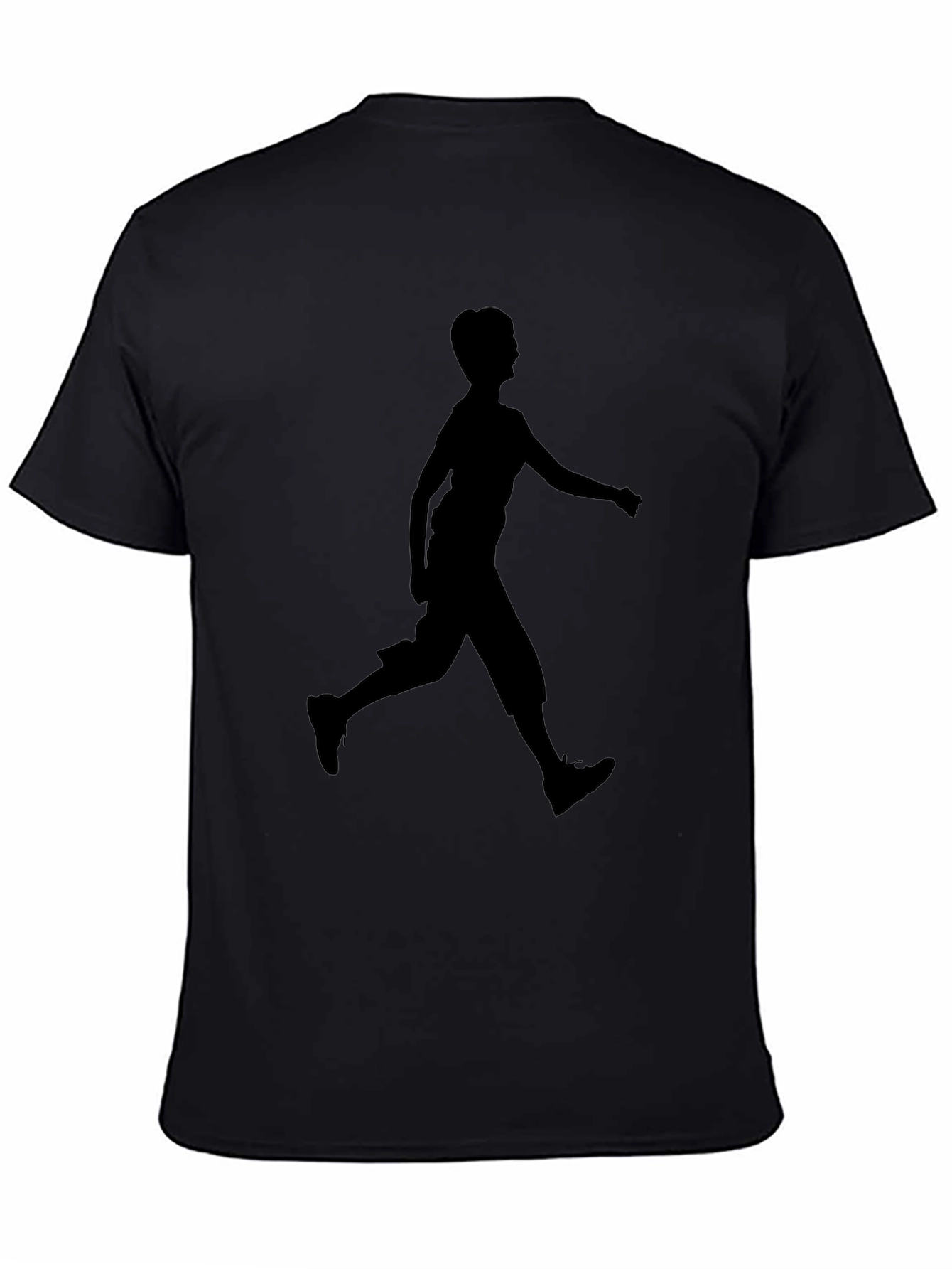 Black T-Shirt with Running Silhouette Design