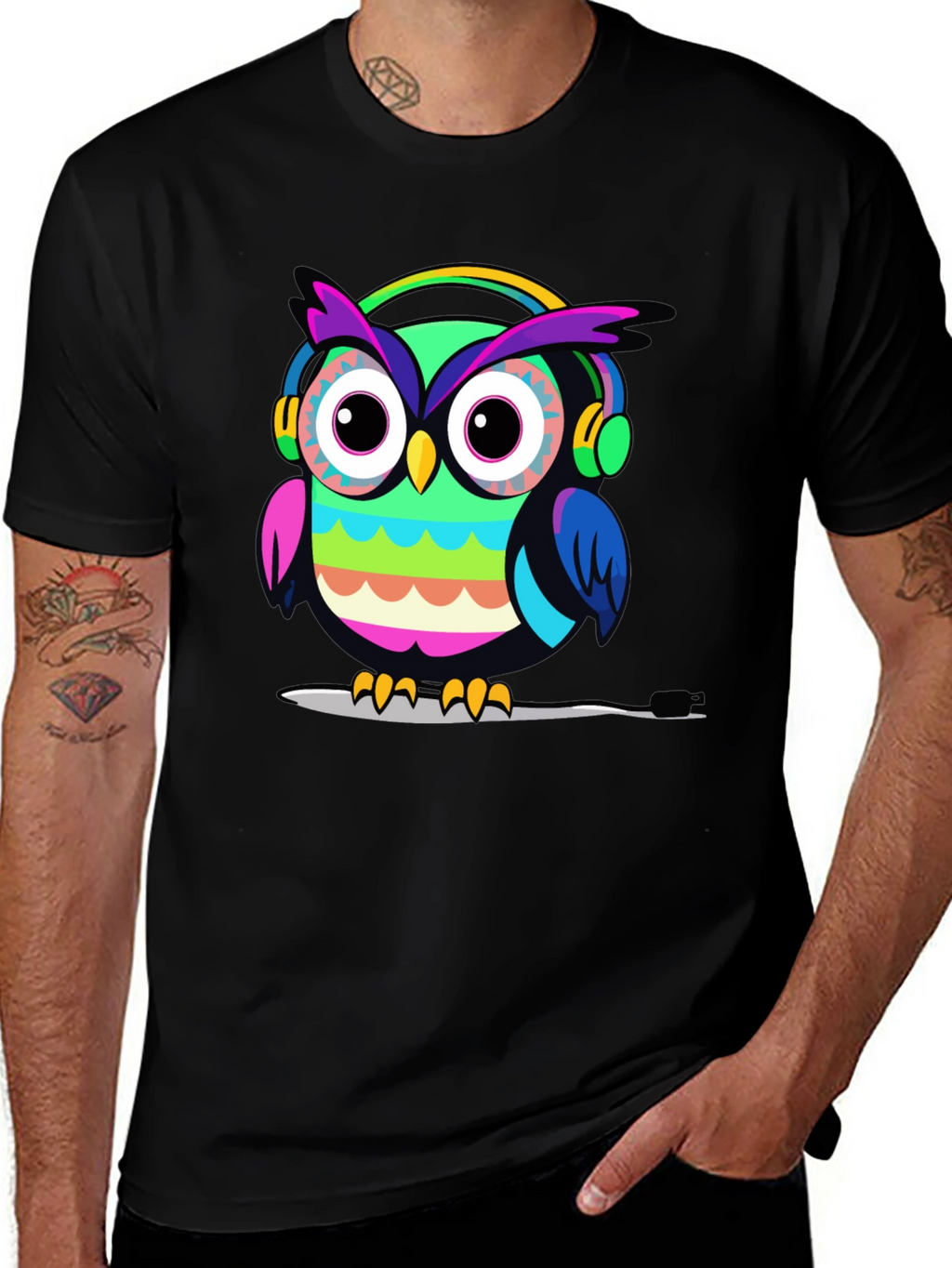 Owl Headphone Graphic T-Shirt