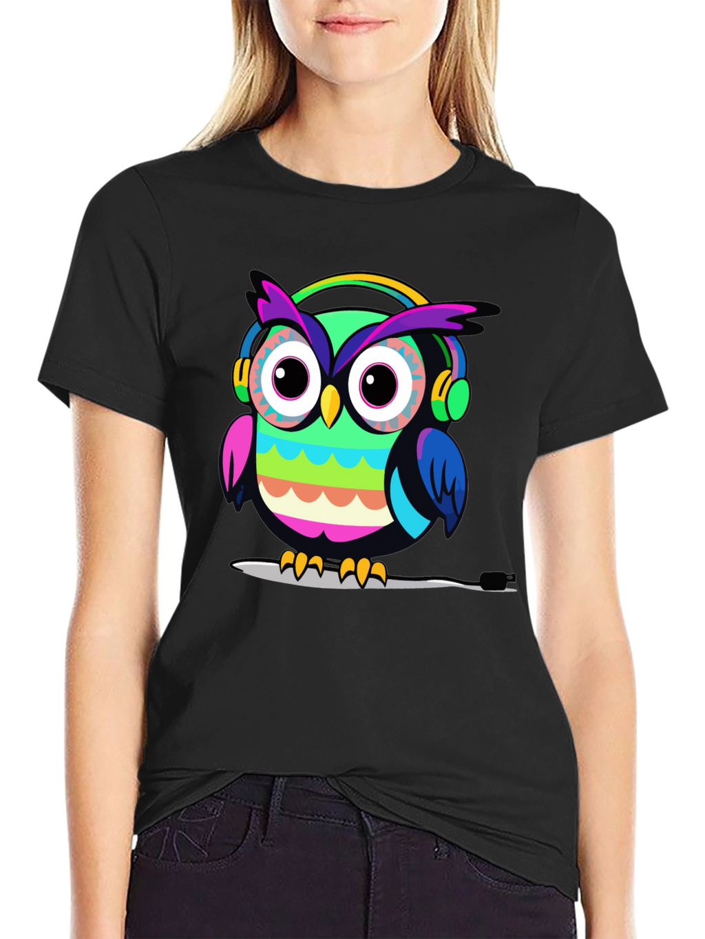 Owl Headphone Graphic T-Shirt