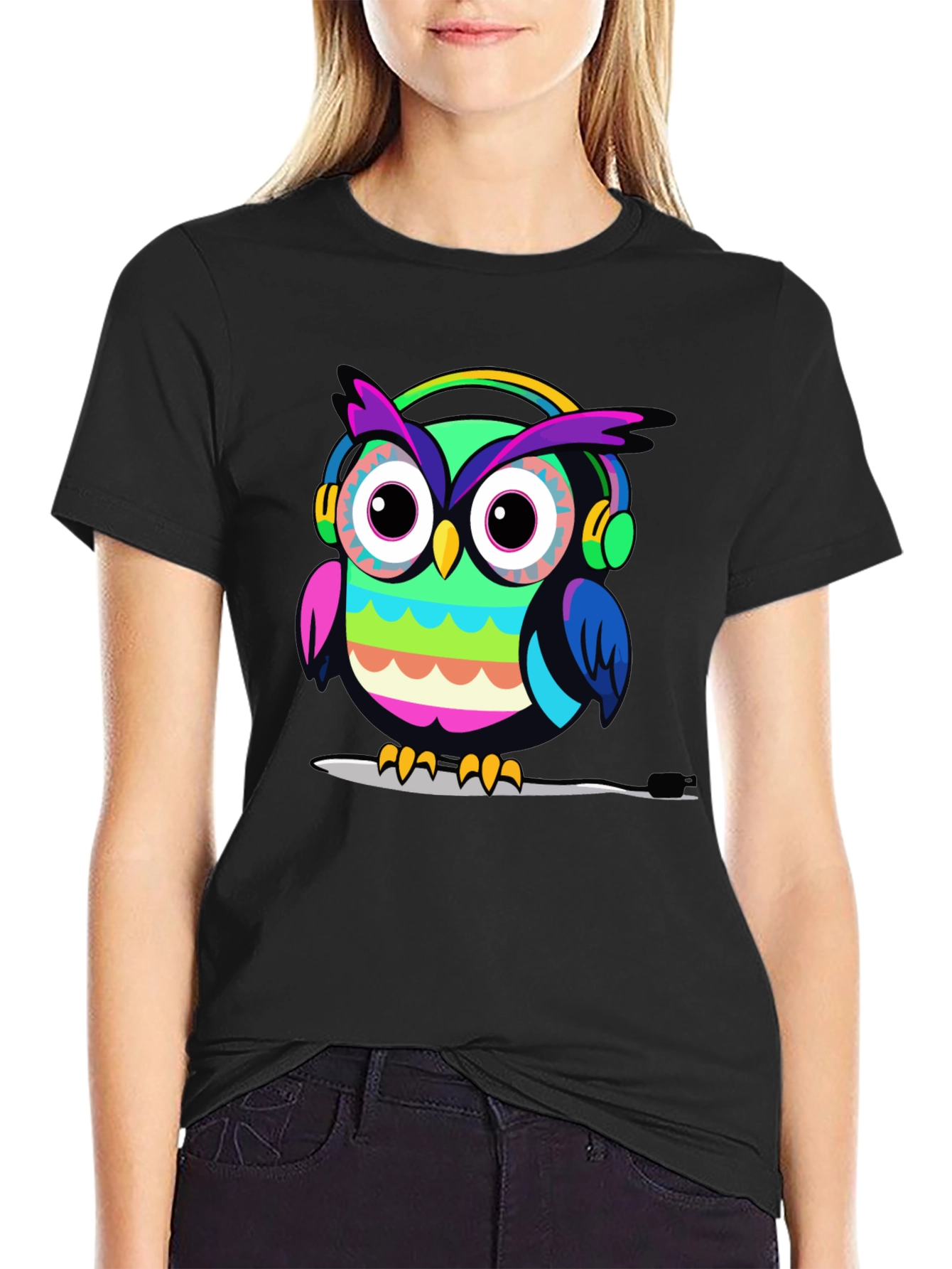 Owl Headphone Graphic T-Shirt