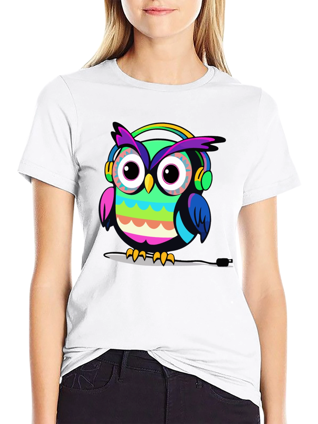 Owl Headphone Graphic T-Shirt