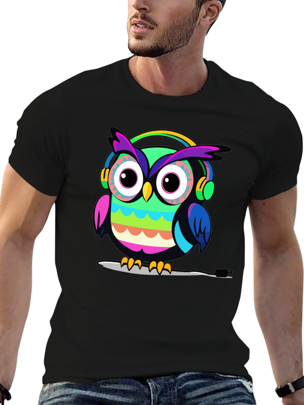 Owl Headphone Graphic T-Shirt