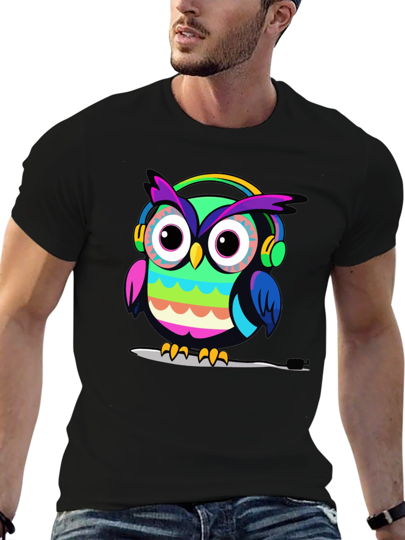 Owl Headphone Graphic T-Shirt
