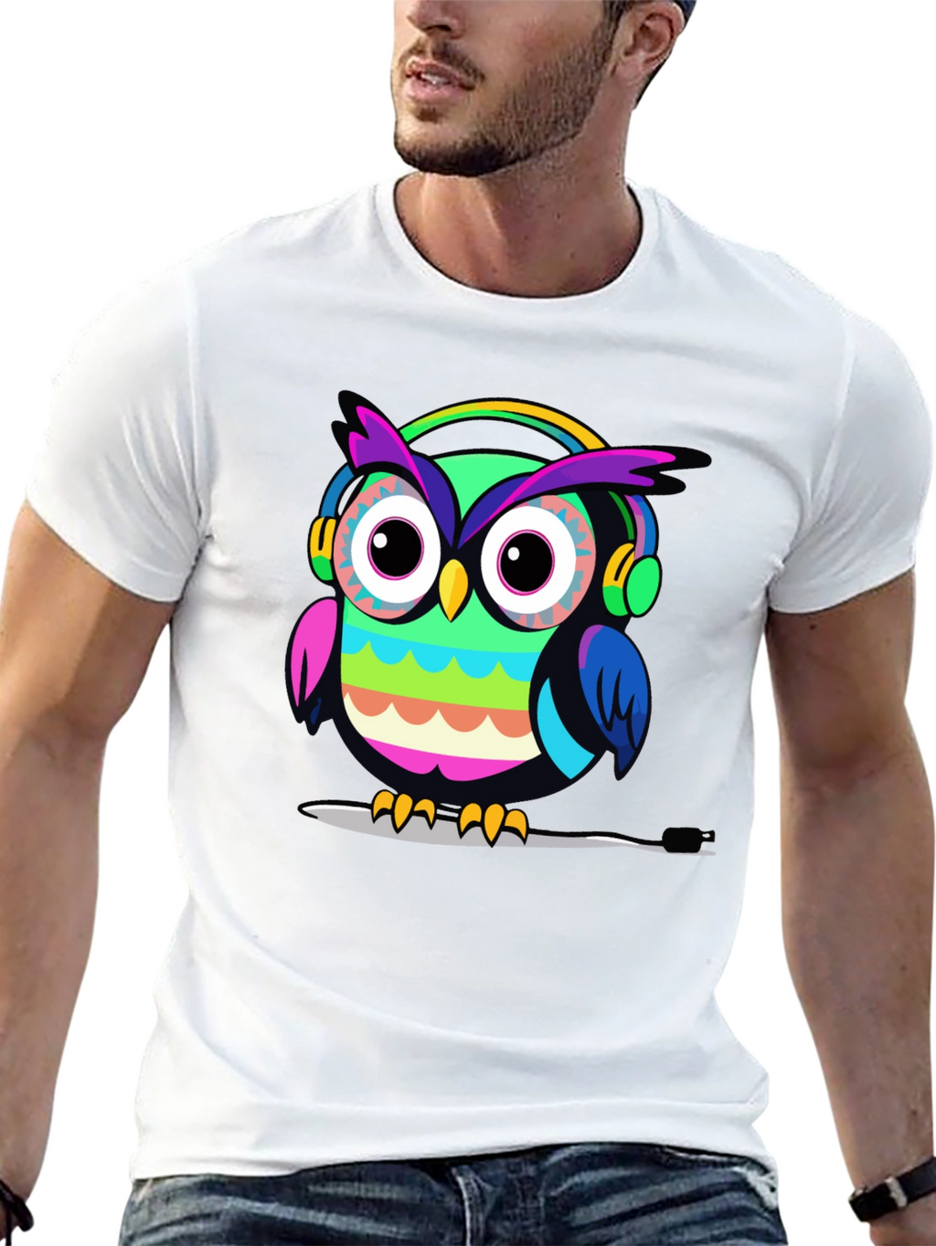 Owl Headphone Graphic T-Shirt