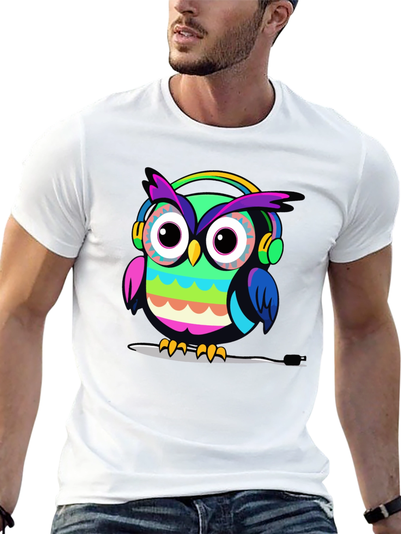 Owl Headphone Graphic T-Shirt