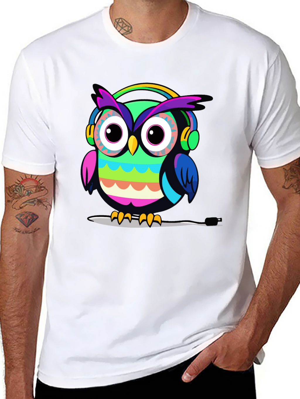 Owl Headphone Graphic T-Shirt