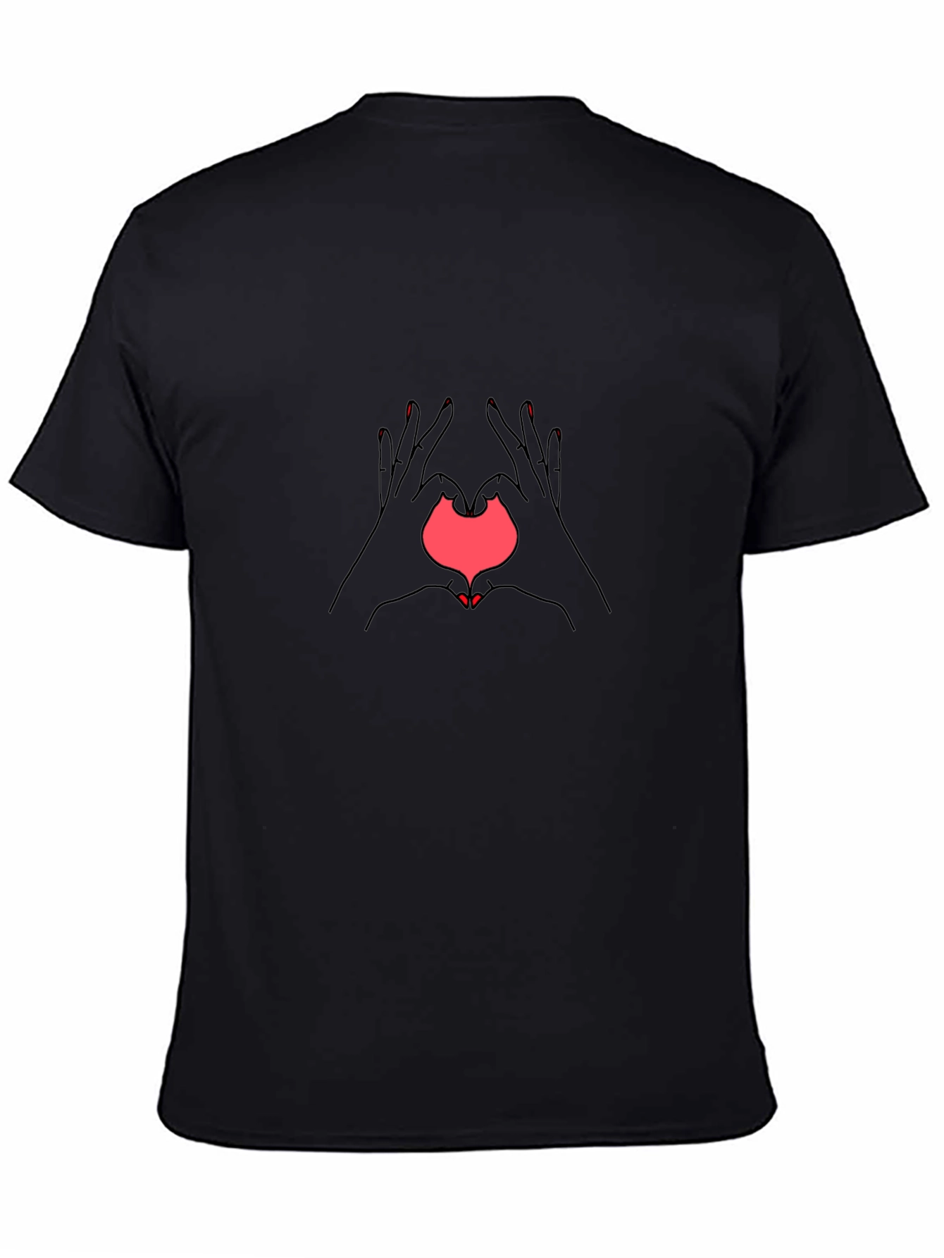 Heart Hands Graphic T-Shirt - Casual Black Tee