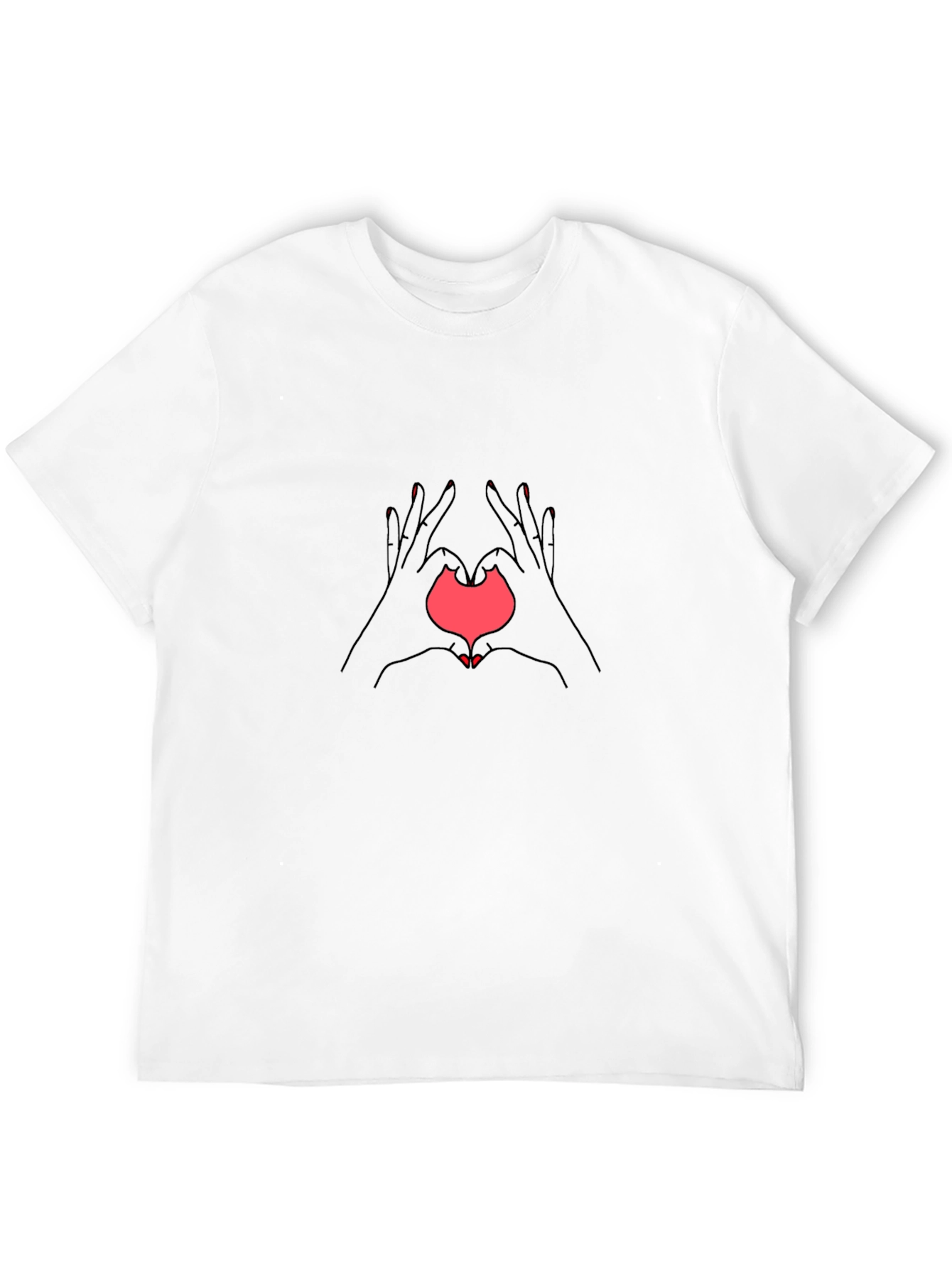 Heart Hands Graphic T-Shirt - Casual Black Tee