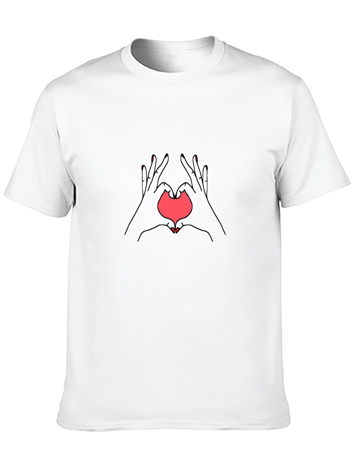 Heart Hands Graphic T-Shirt - Casual Black Tee