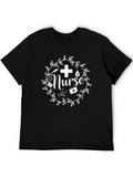 Nurse T-Shirt - Floral Wreath Design