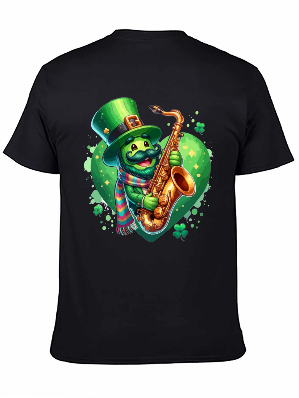 St. Patricks Day Leprechaun Saxophone Graphic Tee