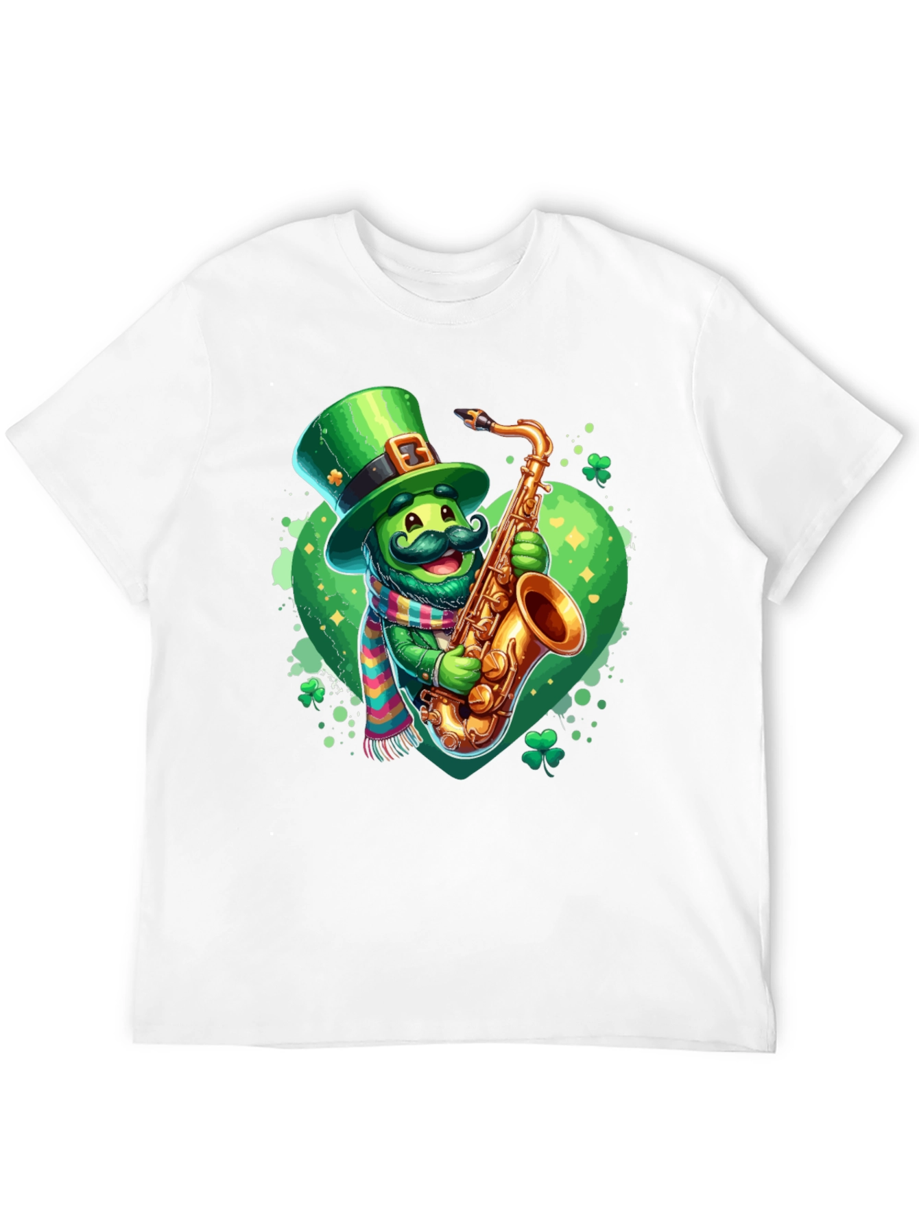 St. Patricks Day Leprechaun Saxophone Graphic Tee