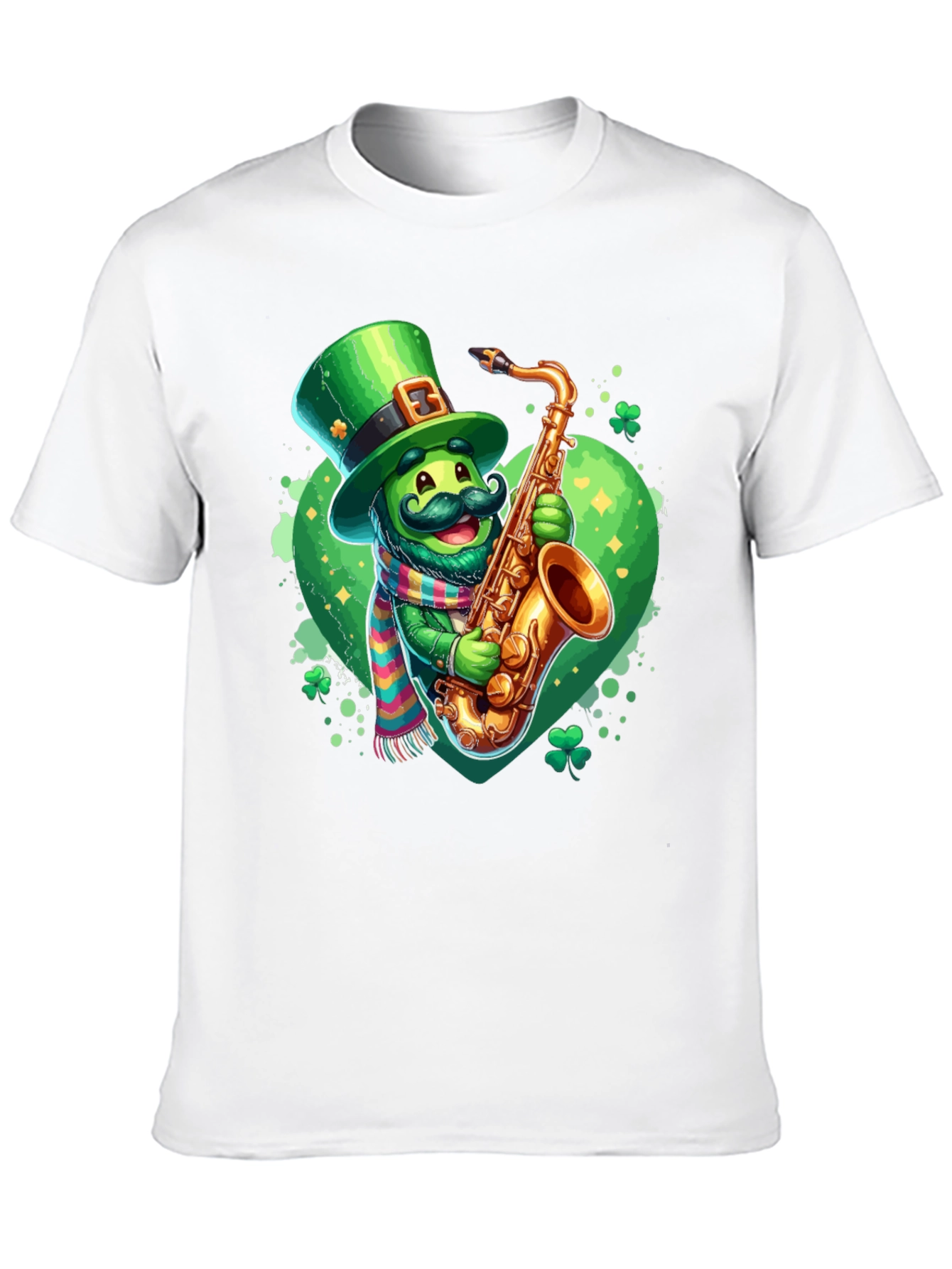 St. Patricks Day Leprechaun Saxophone Graphic Tee