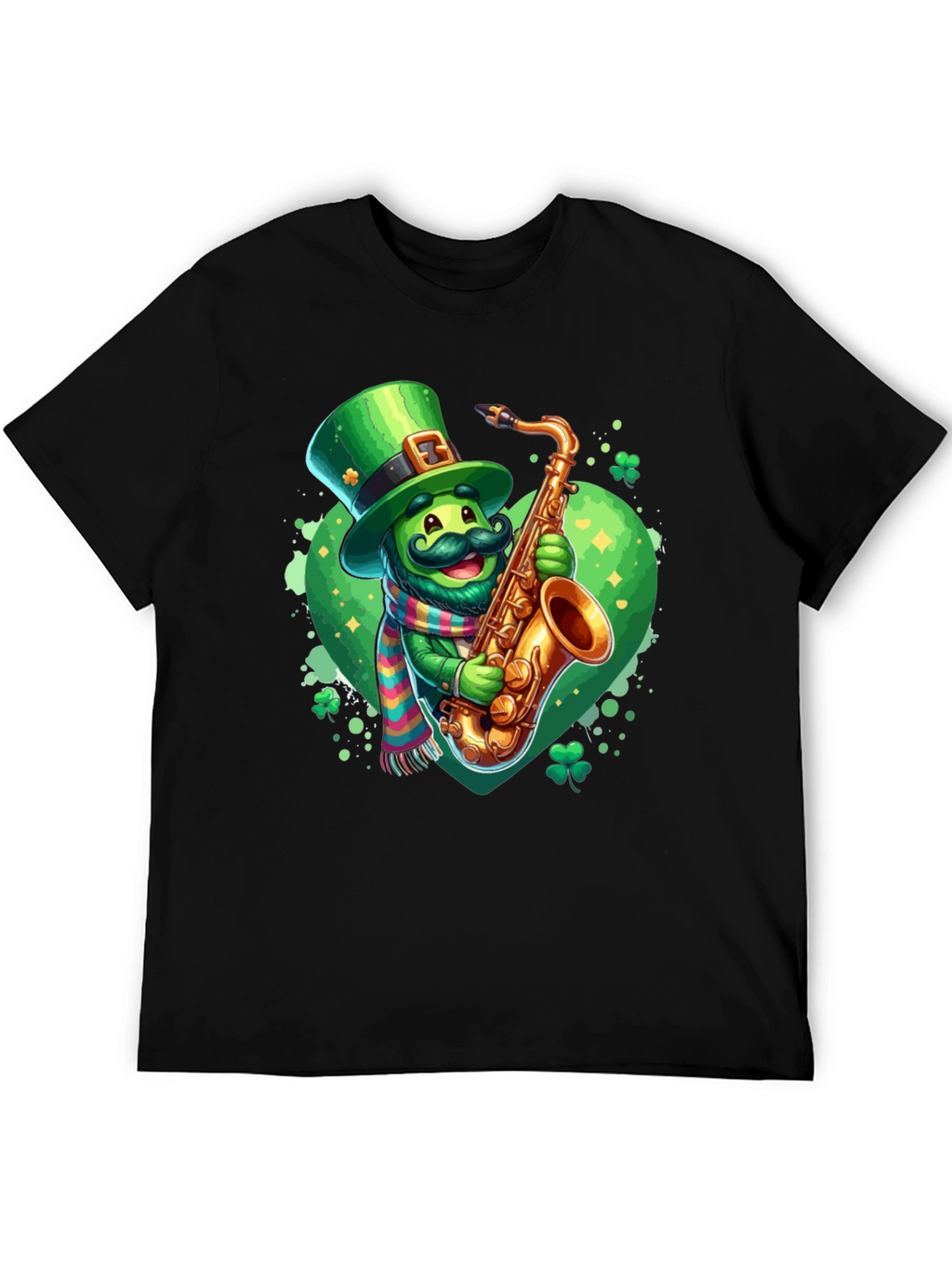 St. Patricks Day Leprechaun Saxophone Graphic Tee