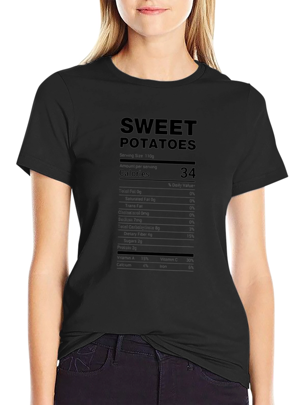 Sweet Potato Nutrition Facts Black T-Shirt