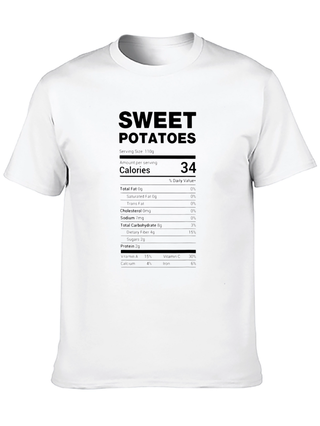 Sweet Potato Nutrition Facts Black T-Shirt