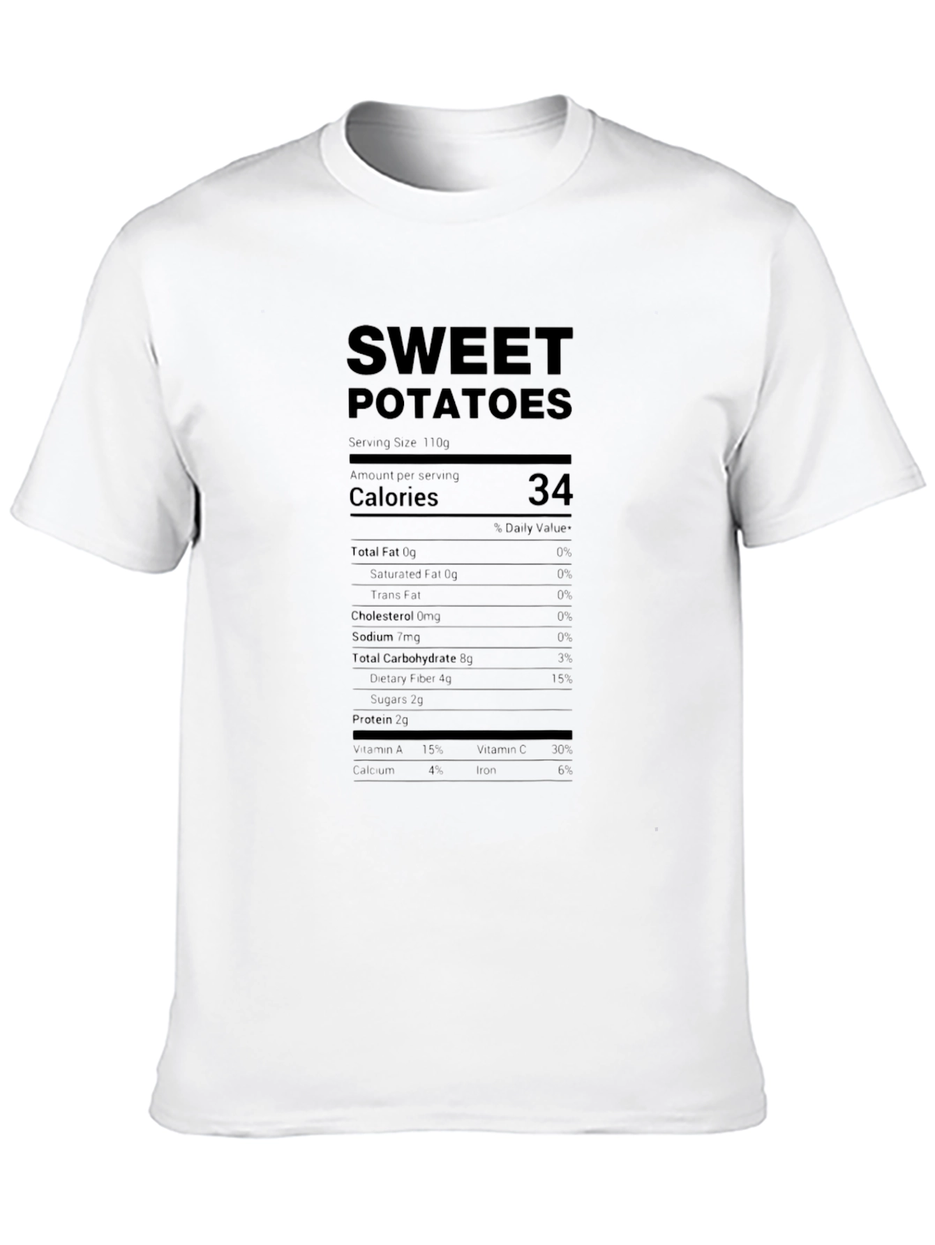 Sweet Potato Nutrition Facts Black T-Shirt