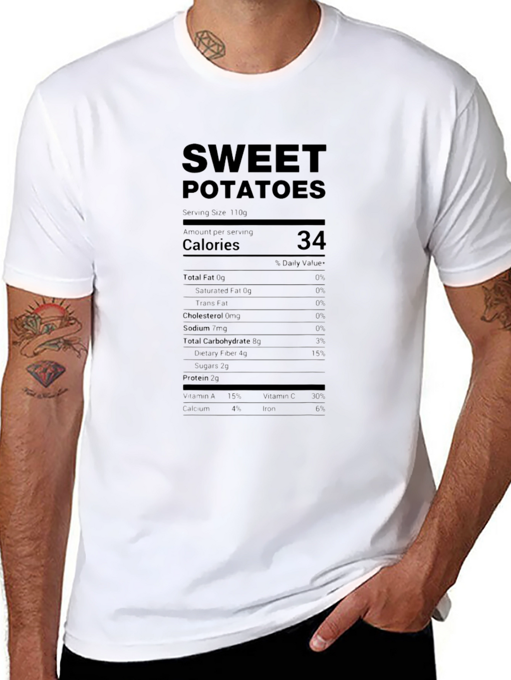 Sweet Potato Nutrition Facts Black T-Shirt