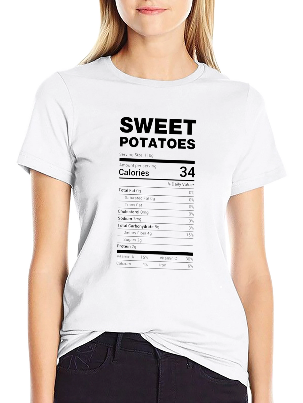 Sweet Potato Nutrition Facts Black T-Shirt
