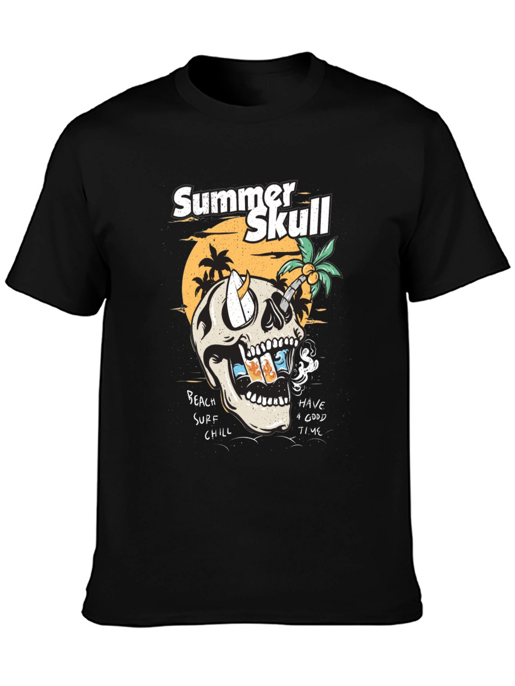 Summer Skull Graphic Tee - Beach Vibes