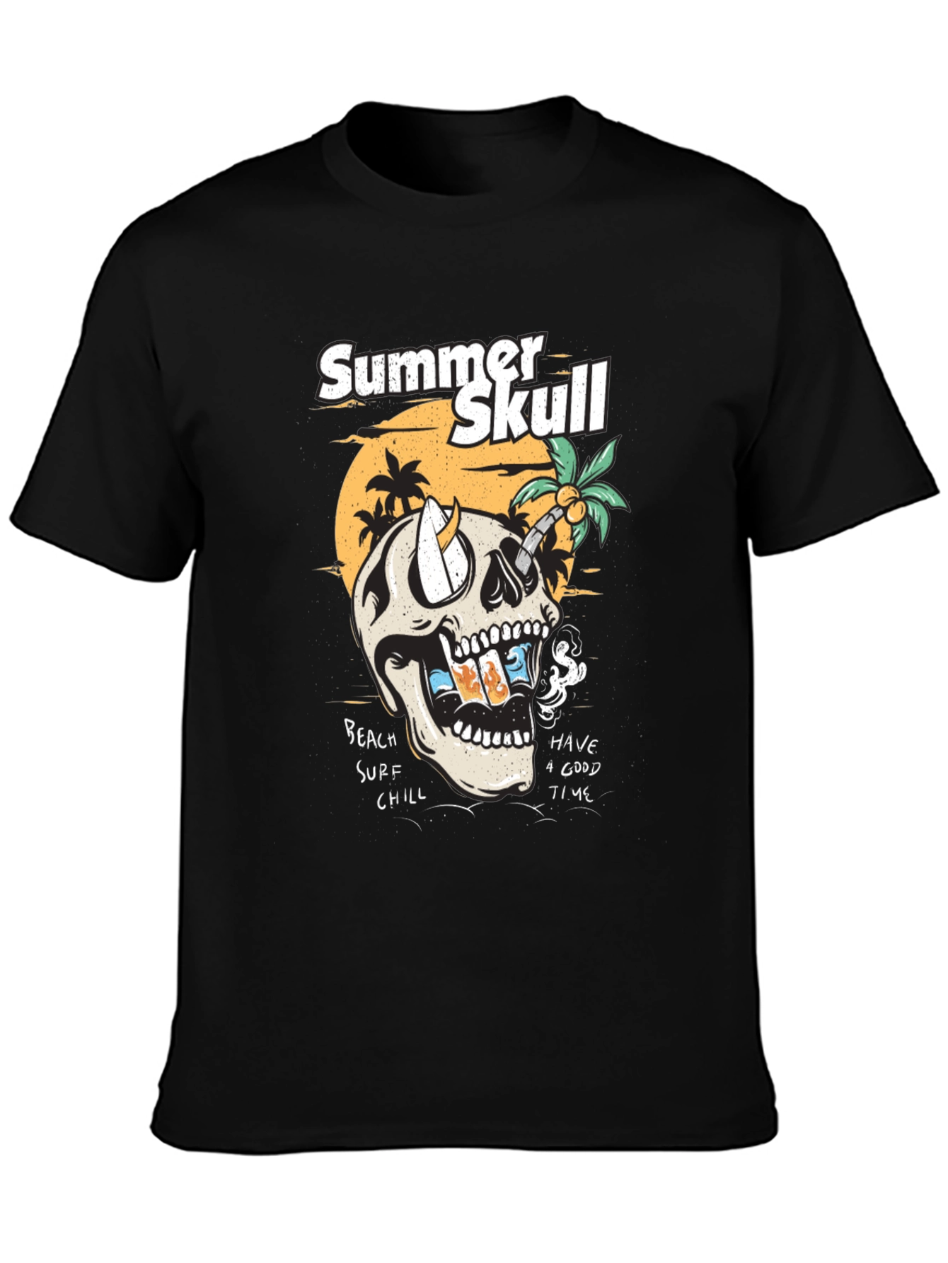 Summer Skull Graphic Tee - Beach Vibes