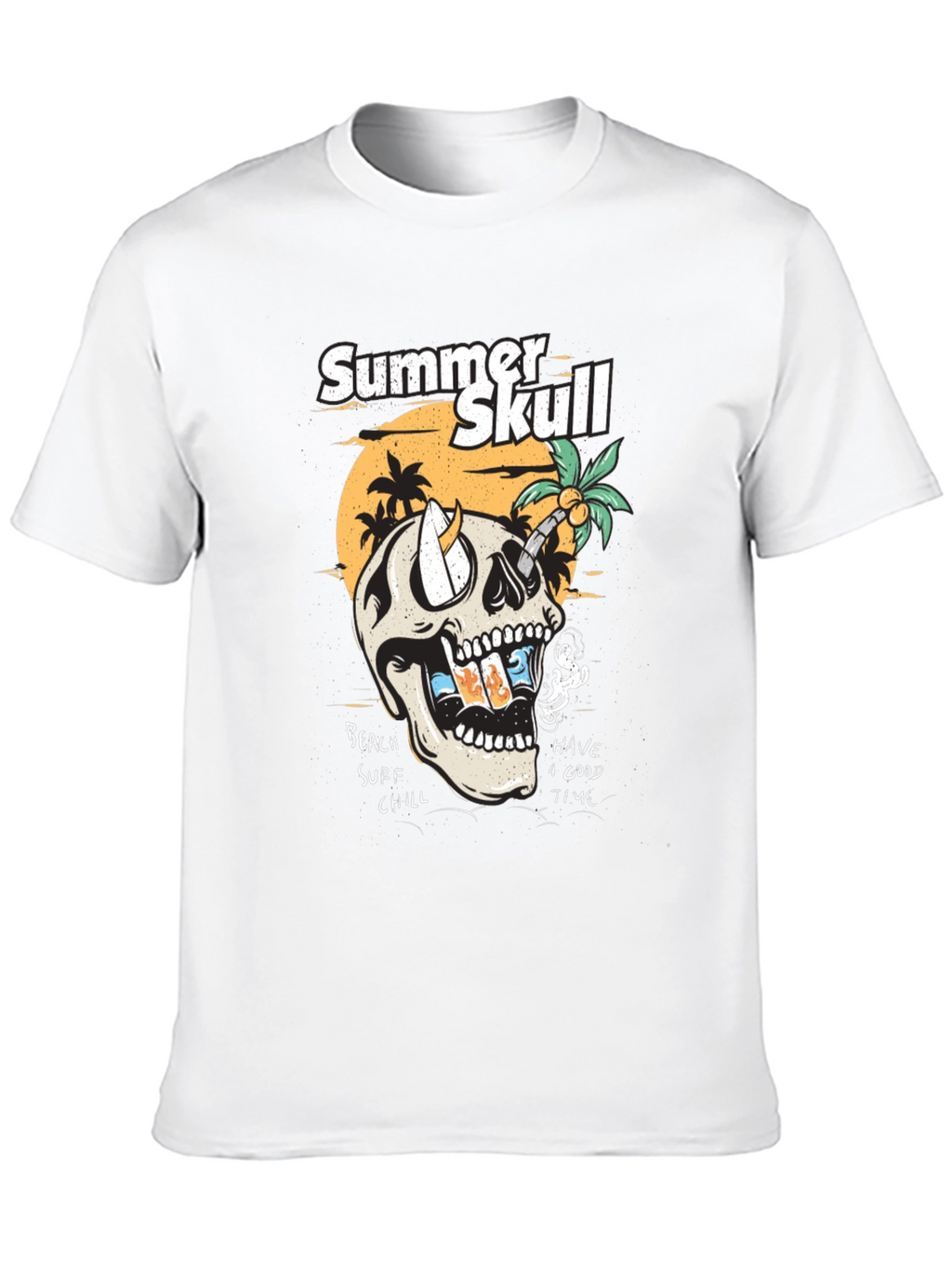 Summer Skull Graphic Tee - Beach Vibes