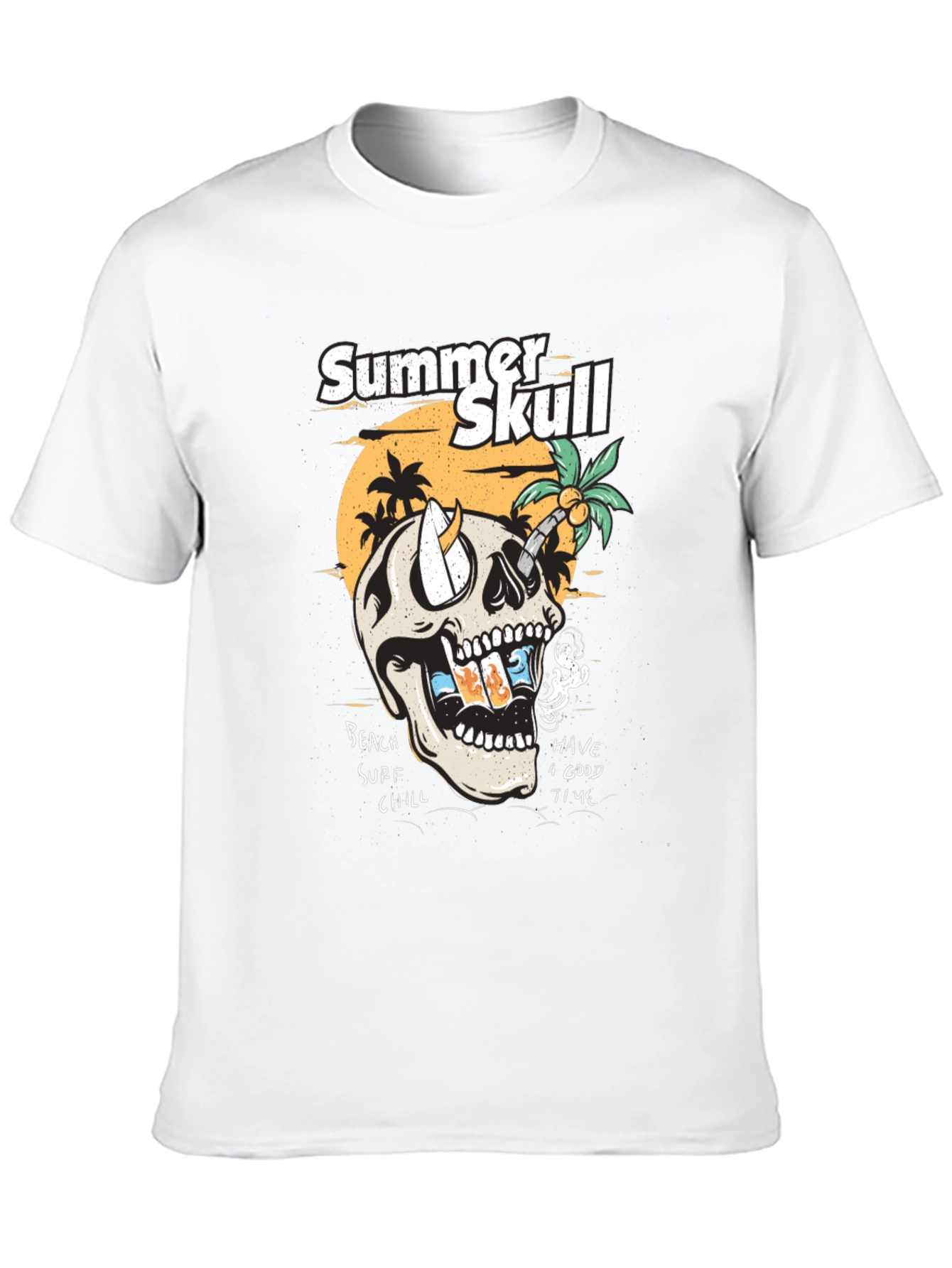 Summer Skull Graphic Tee - Beach Vibes